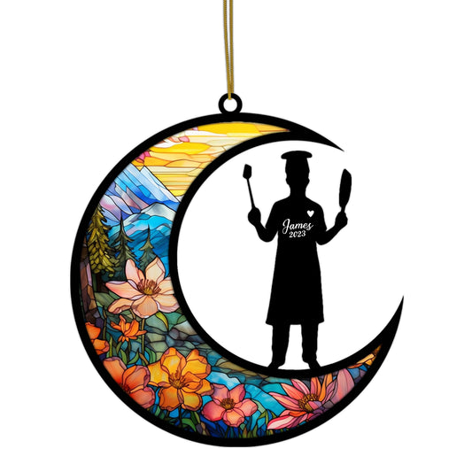 Netecom Personalized Elegant Chef Memorial Suncatcher - Memorial & Bereavement Gifts for Loss of Father or Brother - Hanging Sun Catcher with Chain Pendant - Unique Christmas Ornament Decoration