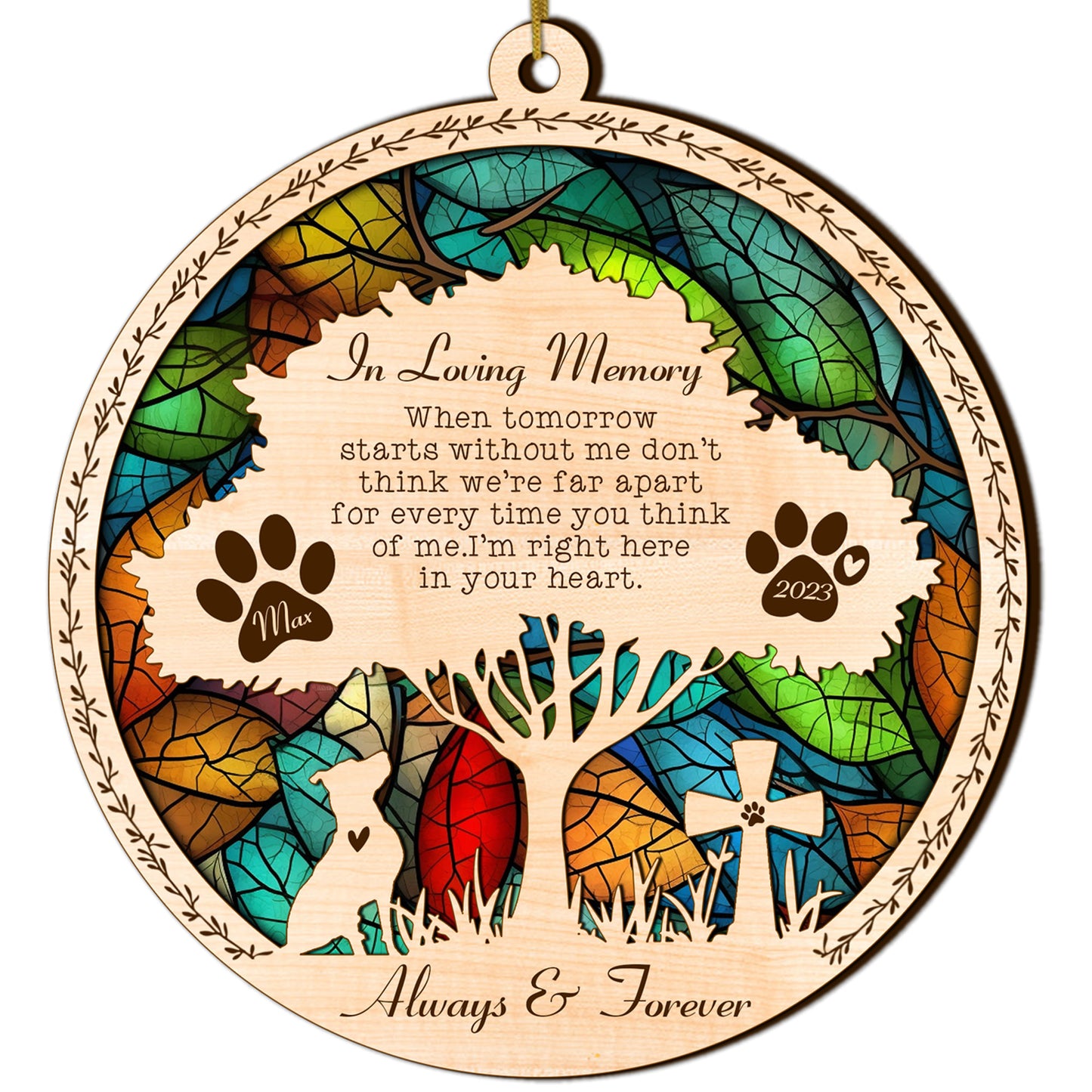 Netecom Personalized Pitbull Memorial Suncatcher, Pitbull Dog Memorial Gifts with Name Date, Pet Loss Light Catcher, Bereavement Gift Dog Memorial Ornament Loss of Pet Sympathy Gift for Dog Lovers