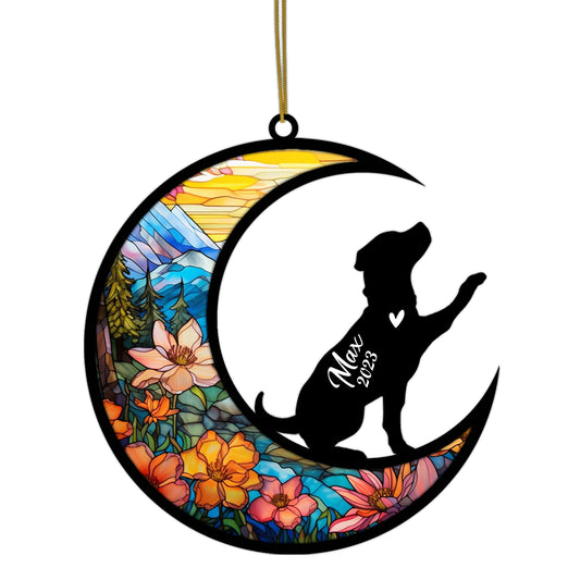 Netecom Personalized Rottweiler Memorial Suncatcher, Beagle Christmas Ornament with Name Date, Dog Memorial Ornament Loss of Pet Sympathy Gift, Pet Loss Stained Glass