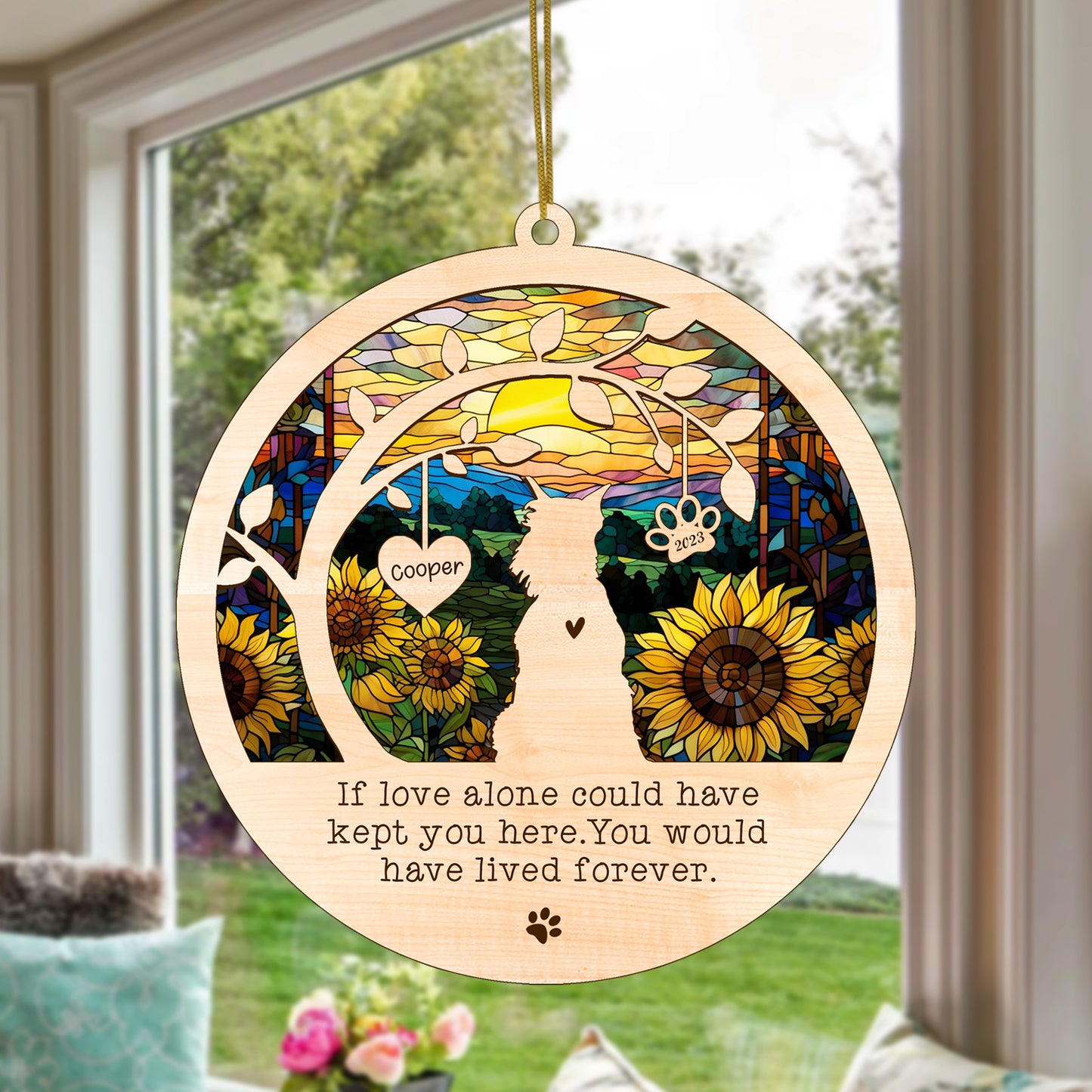 Netecom Personalized Schnauzer Dog Memorial Suncatcher - Custom Dog Christmas Ornament with Name & Date, Pet Loss Sun Catcher, Bereavement Gift, Dog Memorial Ornament, Sympathy Gift for Loss of Pet