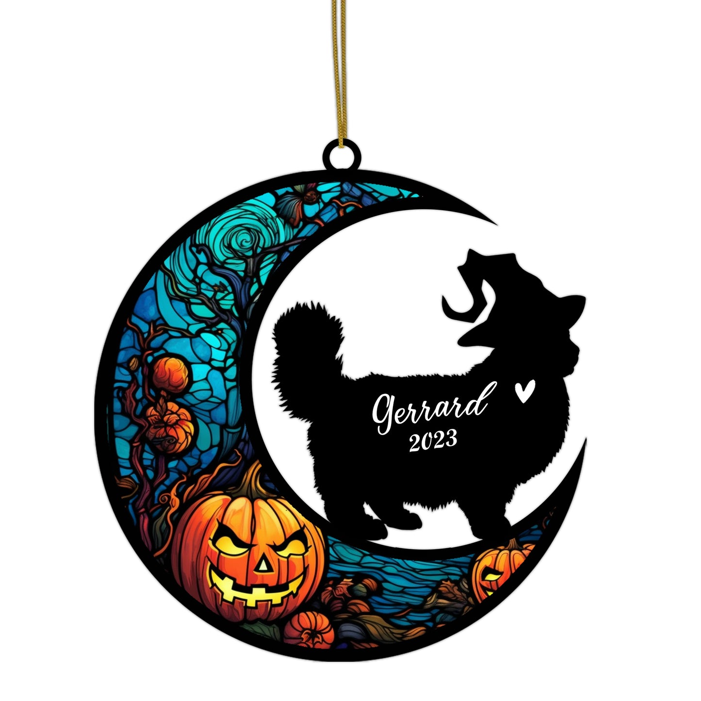 Netecom Personalized Halloween Ragdoll Cat Suncatcher - Memorial Gift for Loss of Cat, Custom Ragdoll Lovers Ornament for Window or Wall Hanging, Spooky Sympathy Gift
