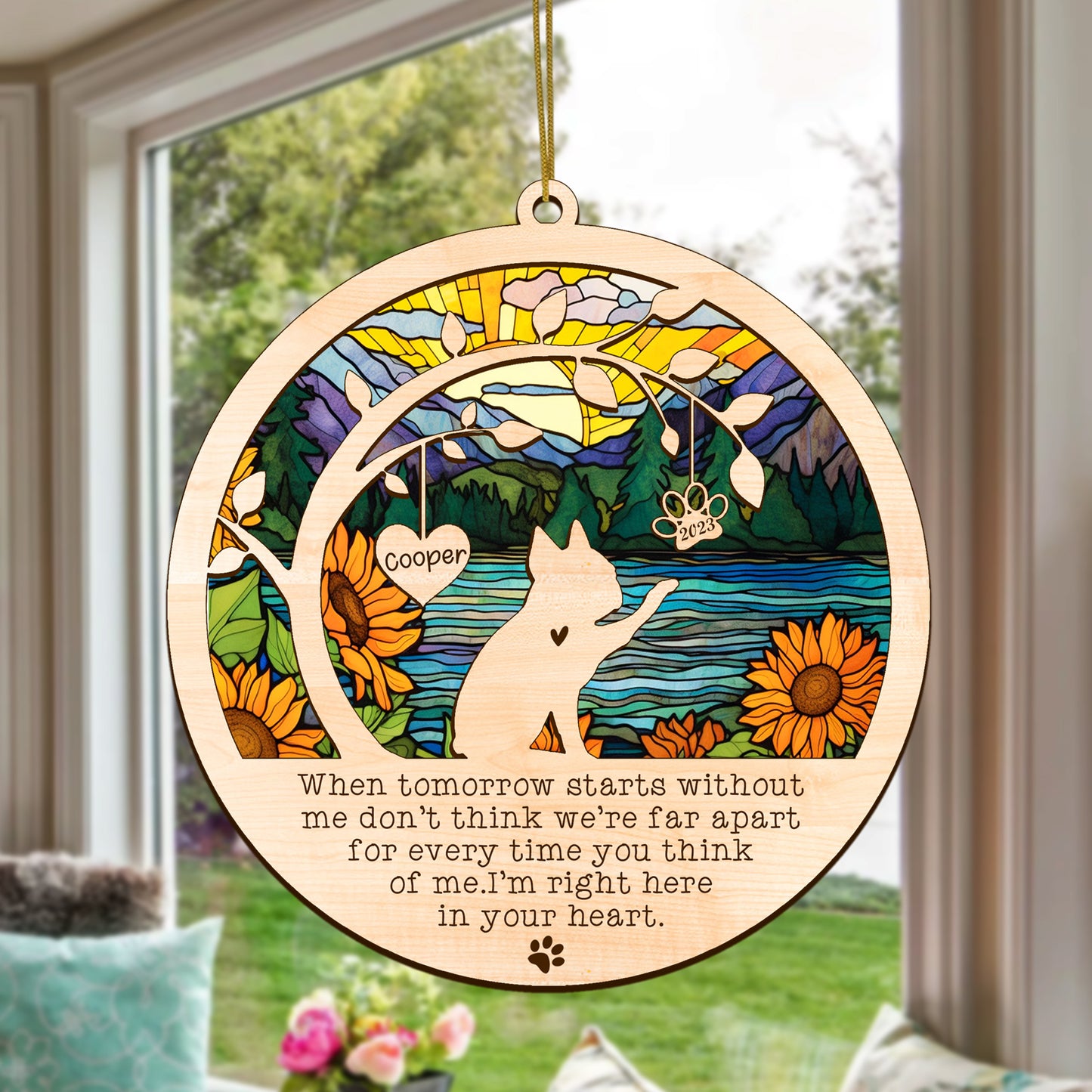 Netecom Boston Terrier Dog Memorial Suncatcher, Personalized with Name Date Dog Breeds Suncatcher, Pet Loss Sun Catcher, Bereavement Gift Dog Memorial Ornament Loss of Pet Sympathy Gift Dog Lovers