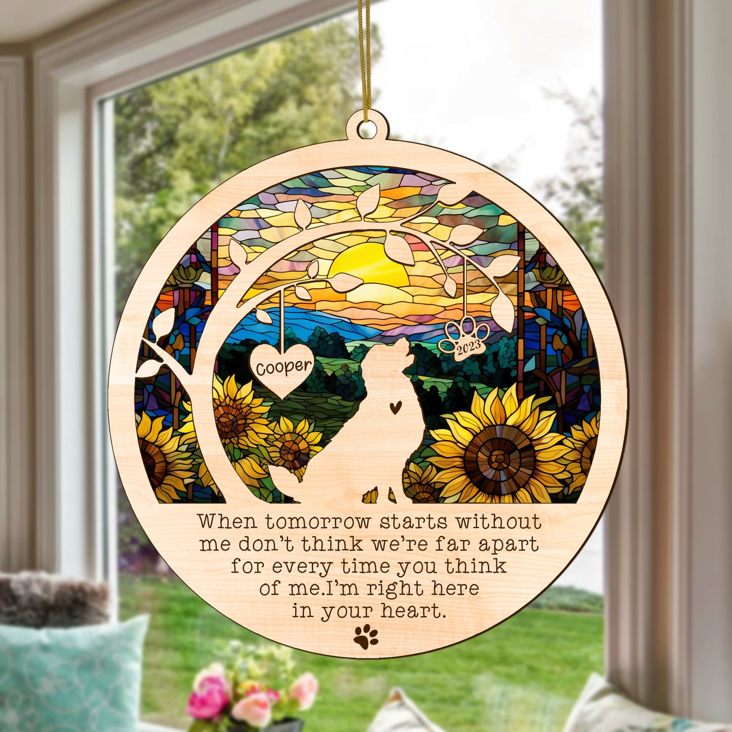 Netecom Golden Retriever Dog Memorial Suncatcher, Personalized with Name Date Dog Suncatcher, Pet Loss Suncatcher, Bereavement Gift Dog Memorial Ornament Loss of Pet Sympathy Gifs Dog Lovers