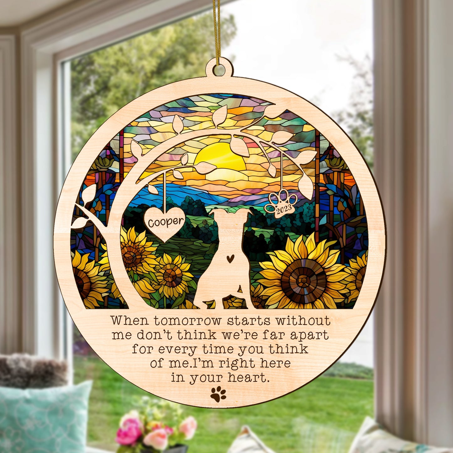 Netecom Jack Russell Dog Memorial Suncatcher, Personalized with Name Date Dog Breeds Suncatcher, Pet Loss Sun Catcher, Bereavement Gift Dog Memorial Ornament Loss of Pet Sympathy Gifs Dog Lovers