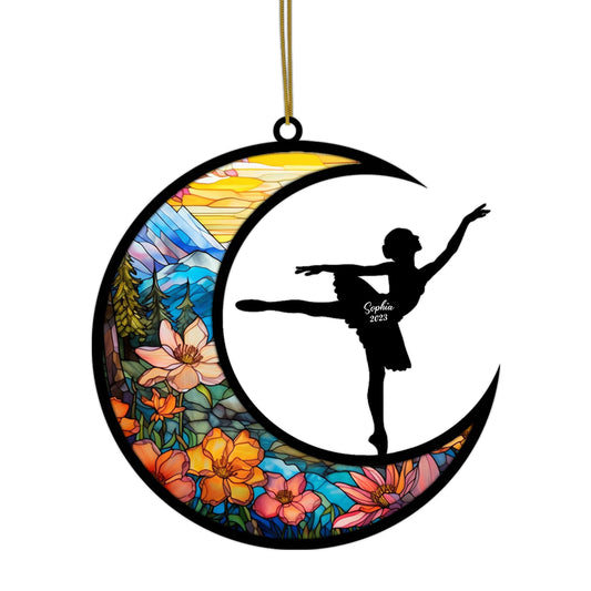 Netecom Personalized Ballet Girl Suncatcher Ornament - Ballet Dancer Christmas Pendant & Xmas Party Decor - Ballet Gift for Daughter, Girlfriend, Wife, or Women - Birthday Gift for Ballet Lovers