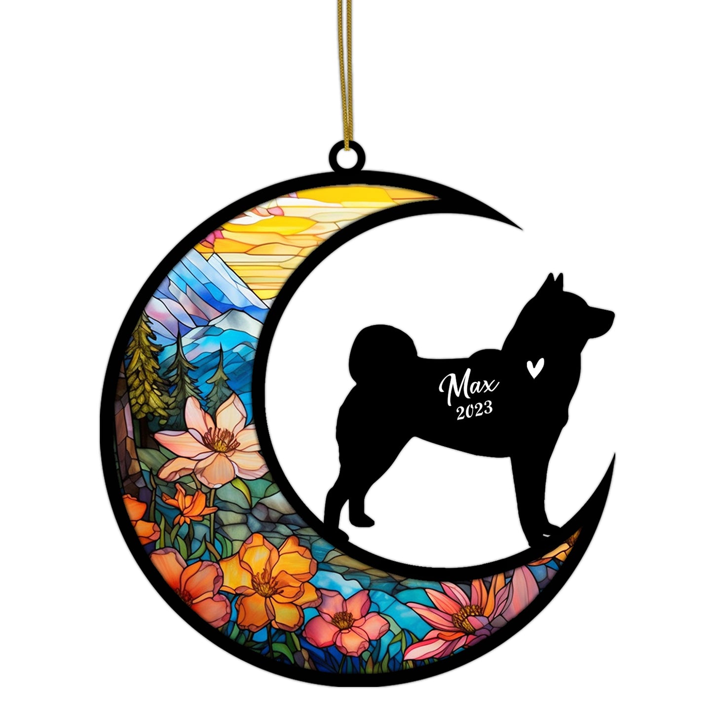 Netecom Personalized Akita Memorial Suncatcher - Dog Loss Sympathy Gift with Name & Date - Akita Christmas Ornament & Pet Bereavement Keepsake