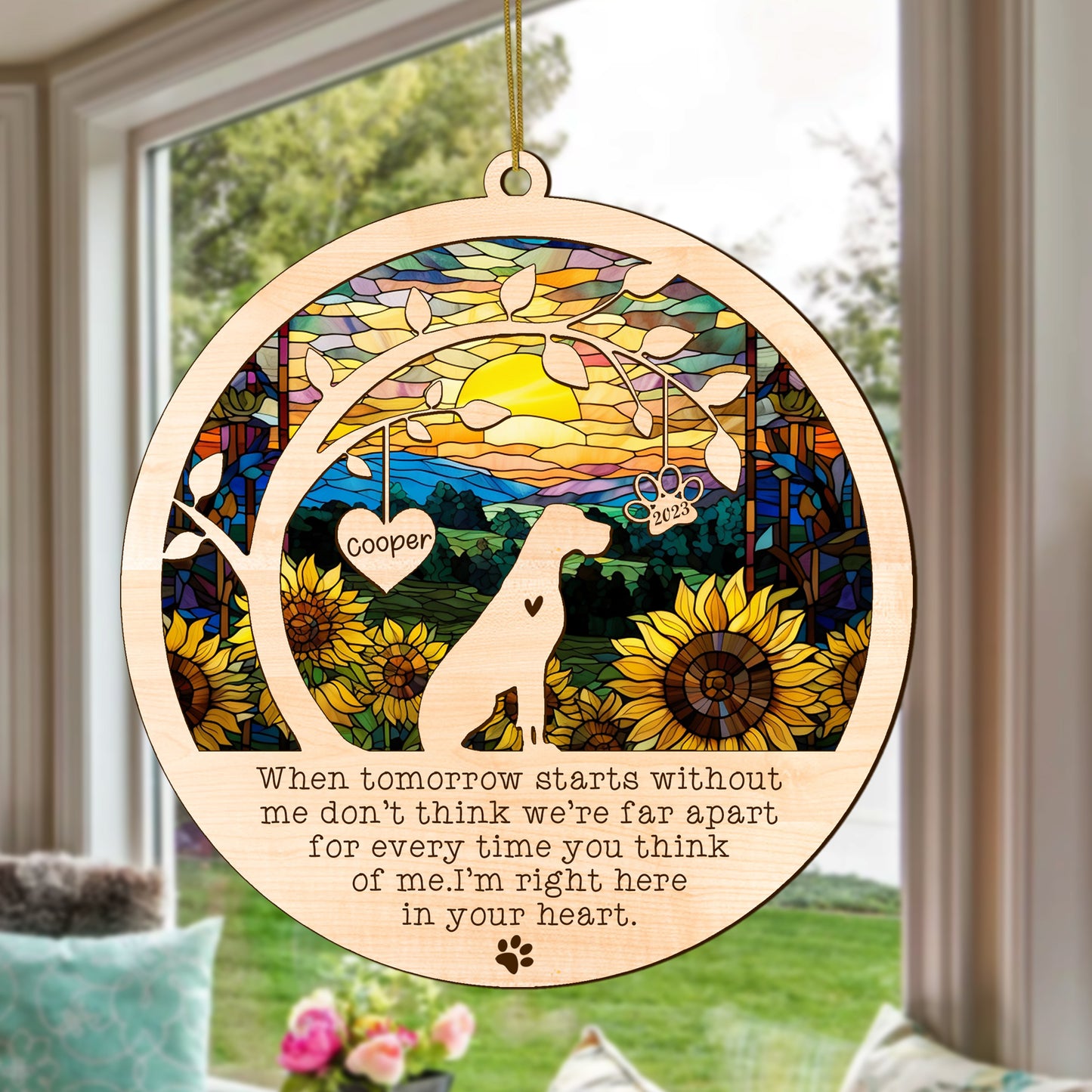 Netecom Great Dane Dog Memorial Suncatcher, Personalized with Name Date Dog Breeds Suncatcher, Pet Loss Sun Catcher Bereavement Gift Dog Memorial Ornament Loss of Pet Sympathy Gifs Dog Lovers