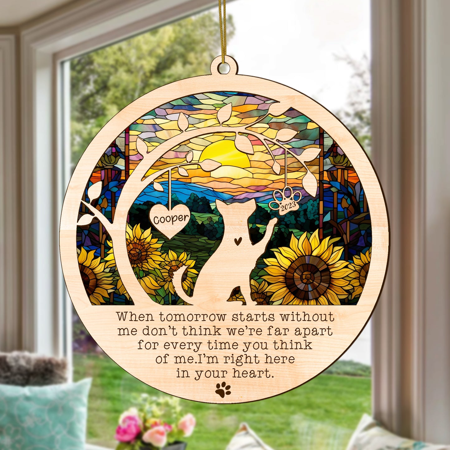 Netecom Husky Dog Memorial Suncatcher, Personalized with Name Date Husky Dog Breeds Suncatcher, Pet Loss Sun Catcher Bereavement Gift Dog Memorial Ornament Loss of Pet Sympathy Gifs Dog Lovers