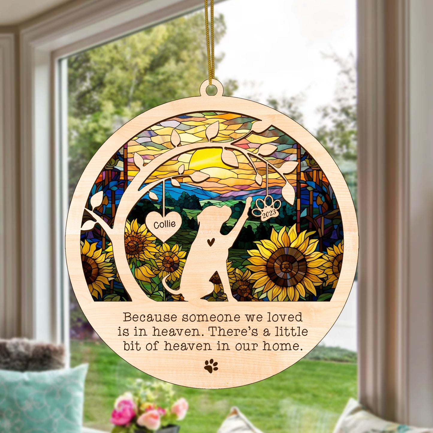 Netecom Personalized Boxer Dog Memorial Suncatcher Boxer Dog Christmas Ornament with Name Date Pet Loss Sun Catcher Bereavement Gift Dog Memorial Ornament Loss of Pet Sympathy Gift