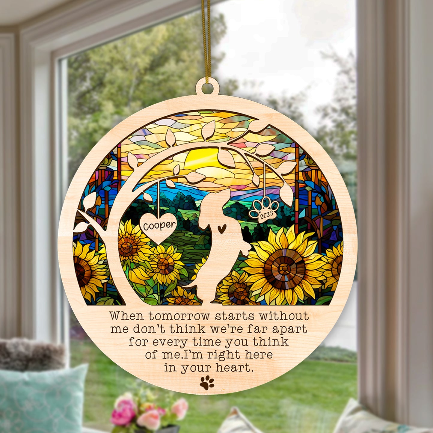 Netecom Personalized Dachshund Memorial Suncatcher Dachshund Christmas Ornament with Name Date, Pet Loss SunCatcher, Bereavement Gift Dog Memorial Ornament Loss of Pet Sympathy Gift for Dog Lovers