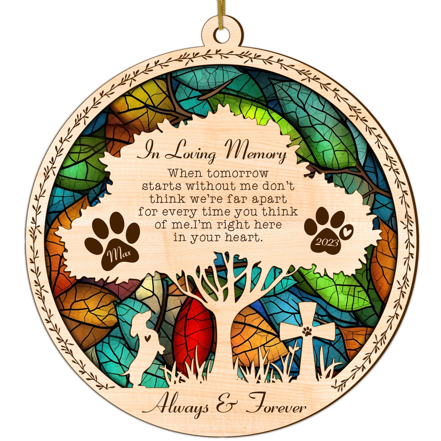 Netecom Personalized Dachshund Memorial Suncatcher, Dachshund Dog Memorial Gifts with Name Date, Pet Loss Light Catcher, Bereavement Gift Dog Memorial Ornament Loss of Pet Sympathy Gift for Dog Lover
