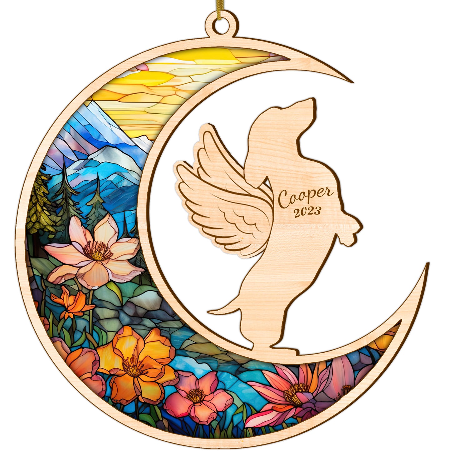 Netecom Personalized Dachshund Memorial Suncatcher, Dachshund Dog Angel Wings Memorial Gift, Pet Loss Light Catcher, Bereavement Gift Dog Memorial Ornament Loss of Pet Sympathy Gift for Dog Lovers