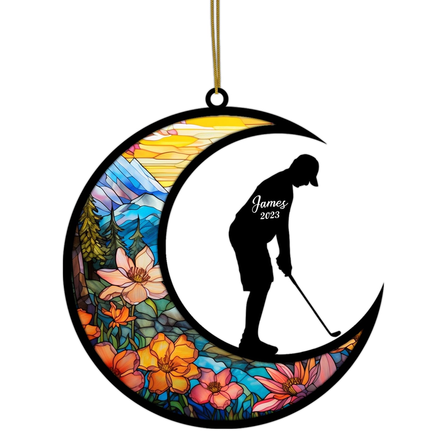 Netecom Personalized Golf Suncatcher - Golf Ornament for Christmas Tree 2025 - Golf Christmas Pendant & Hanging Decoration for Car, Window, Home & Party - Golf Lover Gift