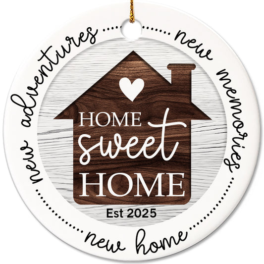 Netecom New Home Christmas Ornament 2025, Sweet Home Ceramic Ornament for Xmas Tree Hanging Decorations Gift, Housewarming Gift Ideas for Couple Women Men Homeowners, Holiday Party Present