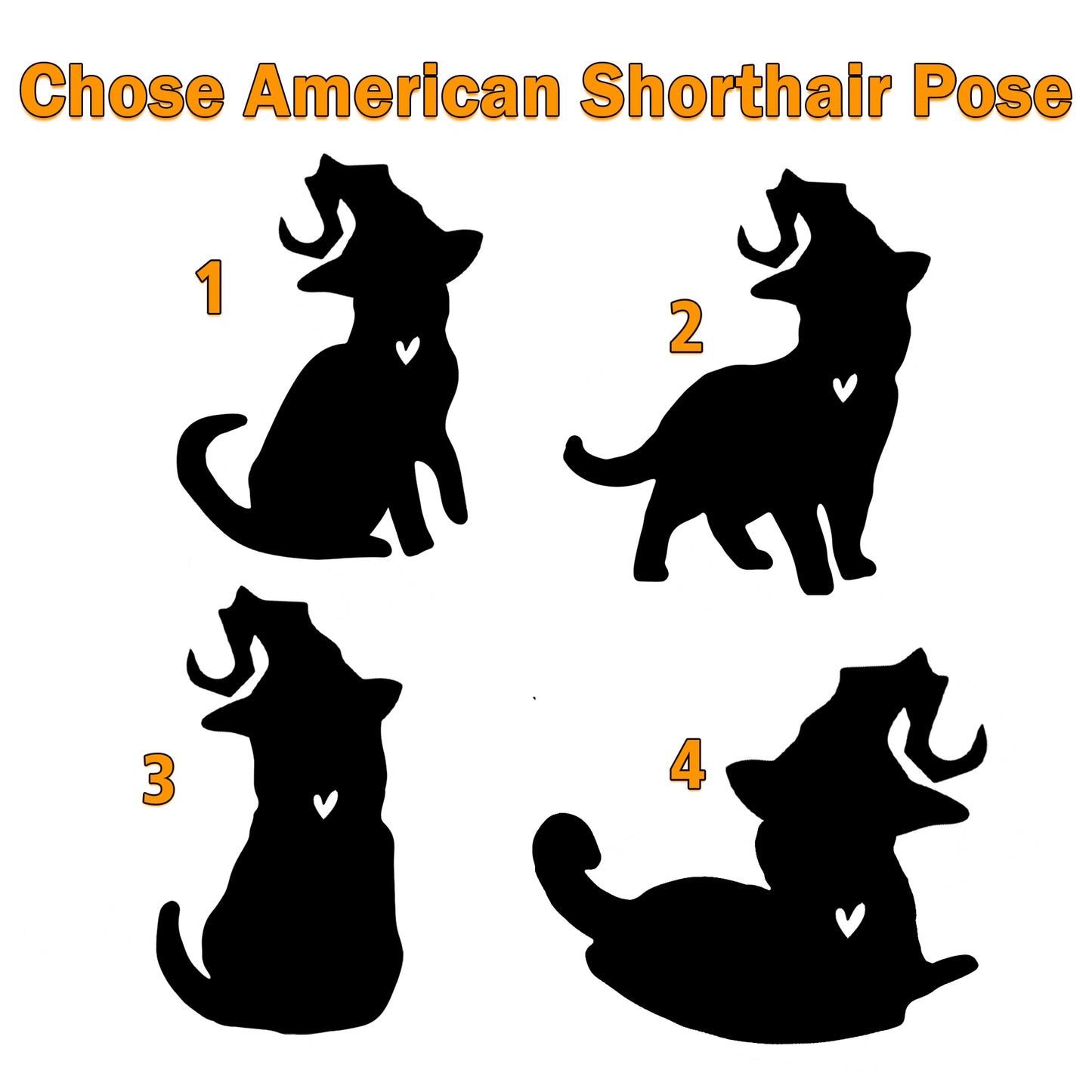 Netecom Personalized Halloween American Shorthair Cat Suncatcher - Custom Cat Ornament with Name, American Shorthair Cat with Witch Hat Halloween Decoration for Window or Garden