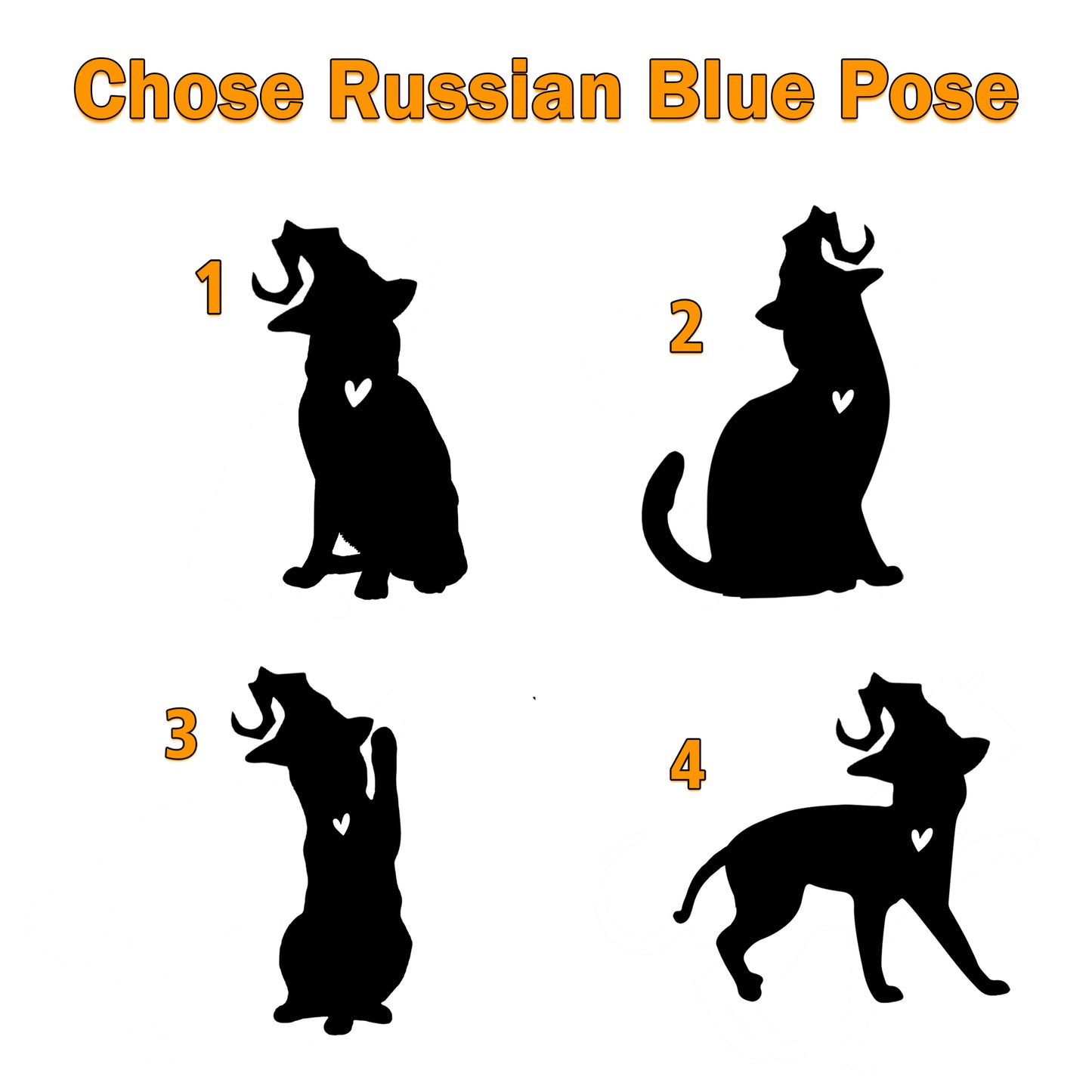Netecom Personalized Halloween Russian Blue Cat Suncatcher - Custom Cat Ornament with Name, Russian Blue Cat with Witch Hat Halloween Decoration for Window or Garden