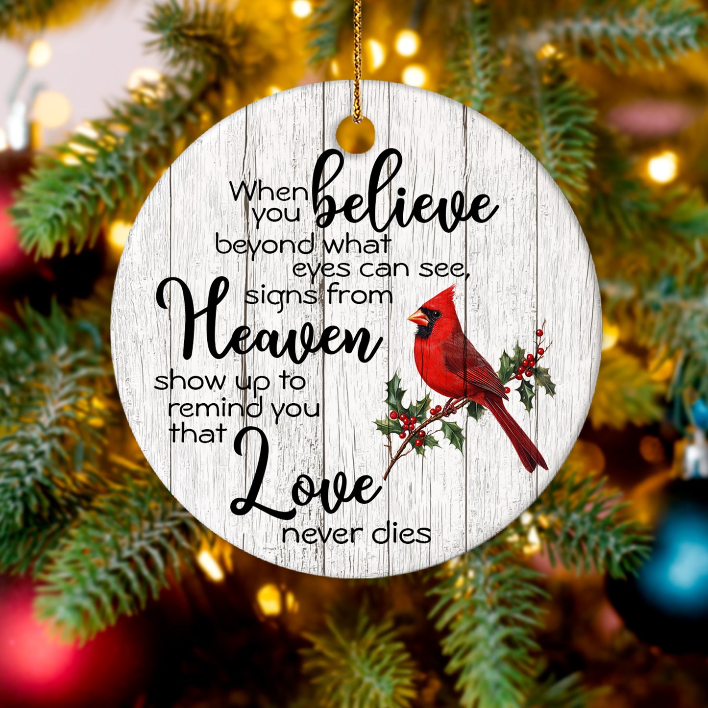 Netecom When You Believe Beyond What Eyes Can See Signs From Heaven Christmas Ornament, Memorial Ornaments for Loss of Loved One, Christmas Bereavement Gifts, Sympathy Xmas Decorations