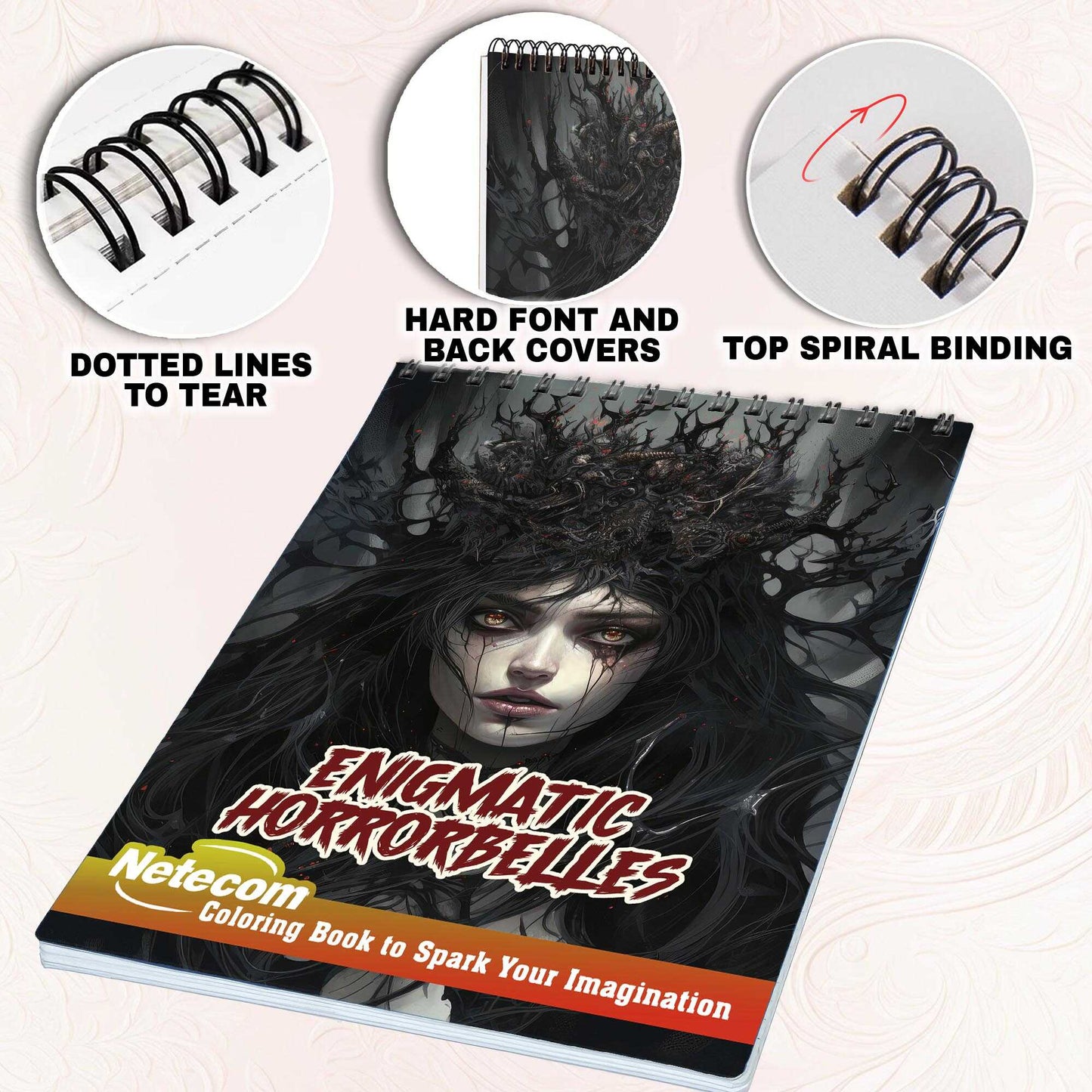 Enigmatic Horrorbelles Coloring Spiral Bound Coloring Book, Embark on a Journey with 30 Enigmatic Horrorbelles Coloring Pages of Horror Beauty Girls for a Captivating and Eerie Experience