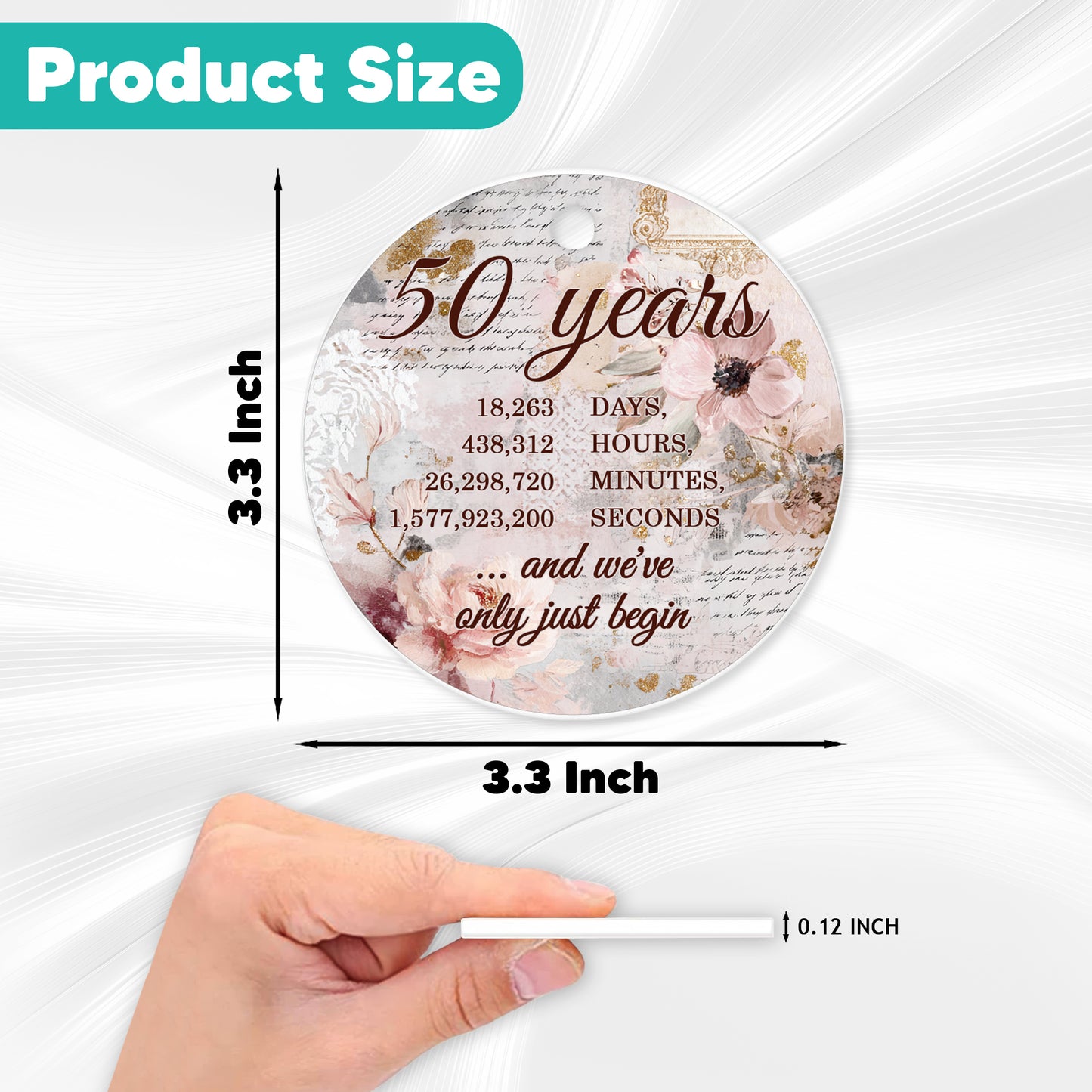 Netecom 50th Anniversary Ornament, 50th Wedding Ornaments Ceramic for Xmas Tree Hanging Decorations Gift, Gifts for Couple Husband Wife, Home Decor