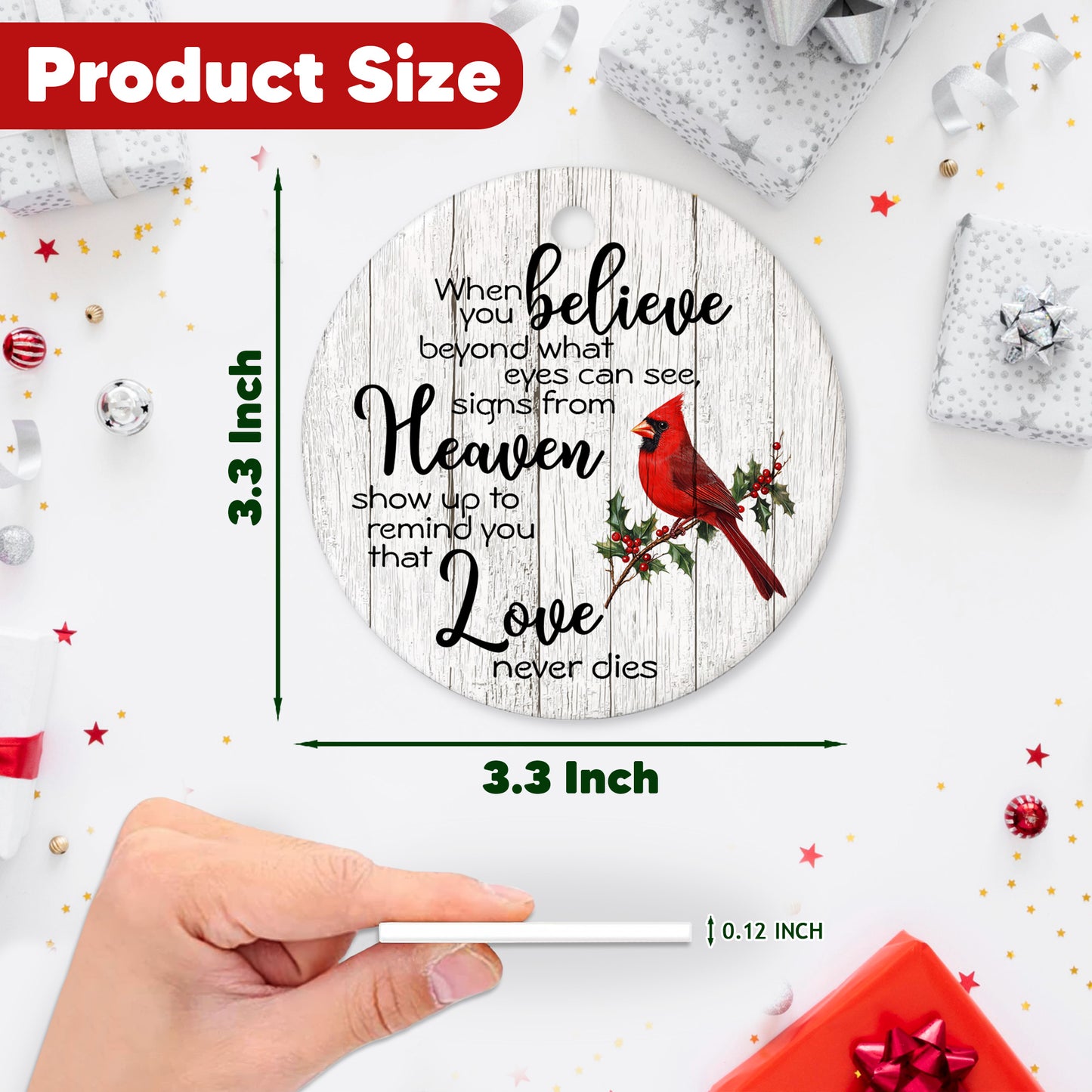 Netecom When You Believe Beyond What Eyes Can See Signs From Heaven Christmas Ornament, Memorial Ornaments for Loss of Loved One, Christmas Bereavement Gifts, Sympathy Xmas Decorations