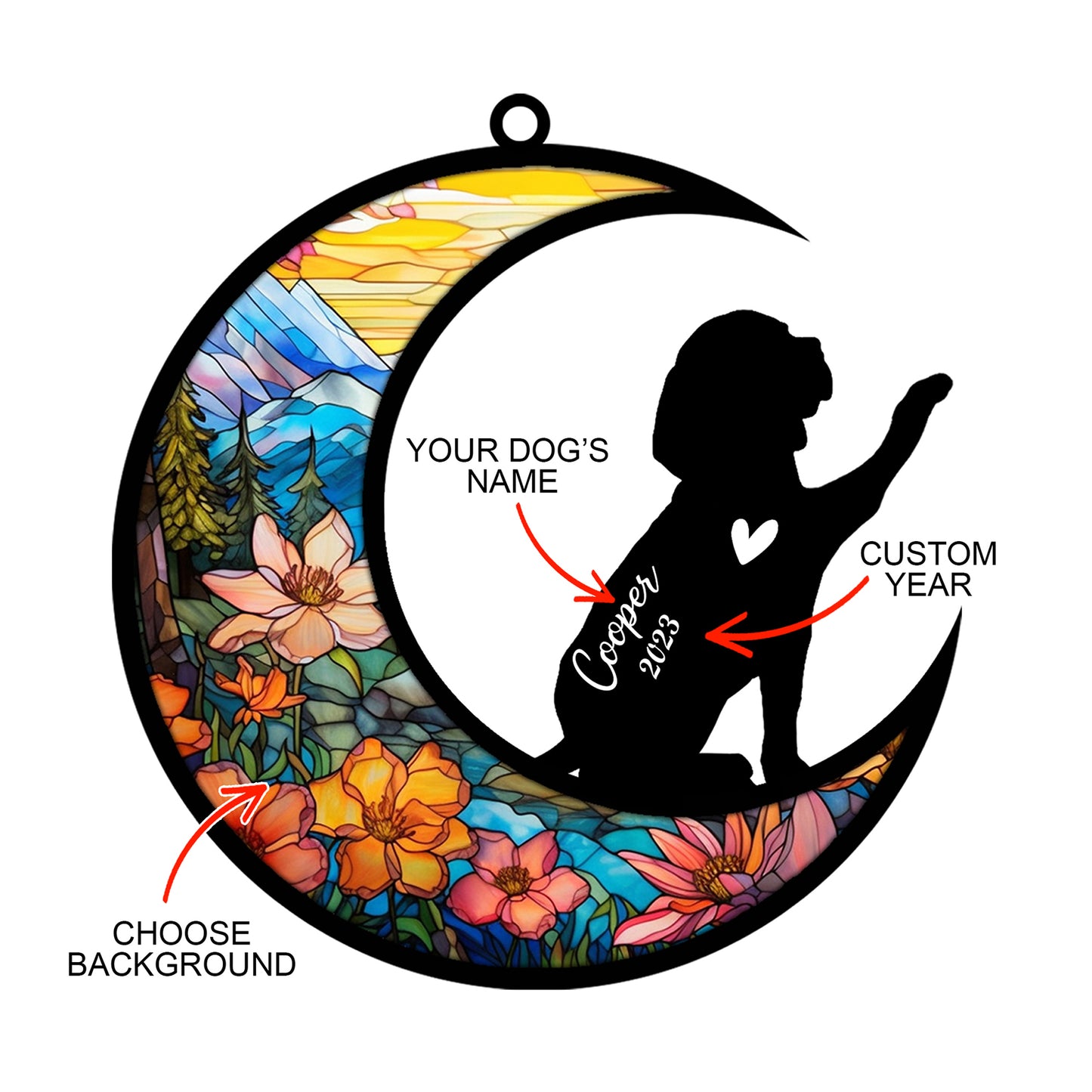 Netecom Personalized Beagle Memorial Suncatcher, Beagle Christmas Ornament with Name Date, Dog Memorial Ornament Loss of Pet Sympathy Gift, Pet Loss Stained Glass