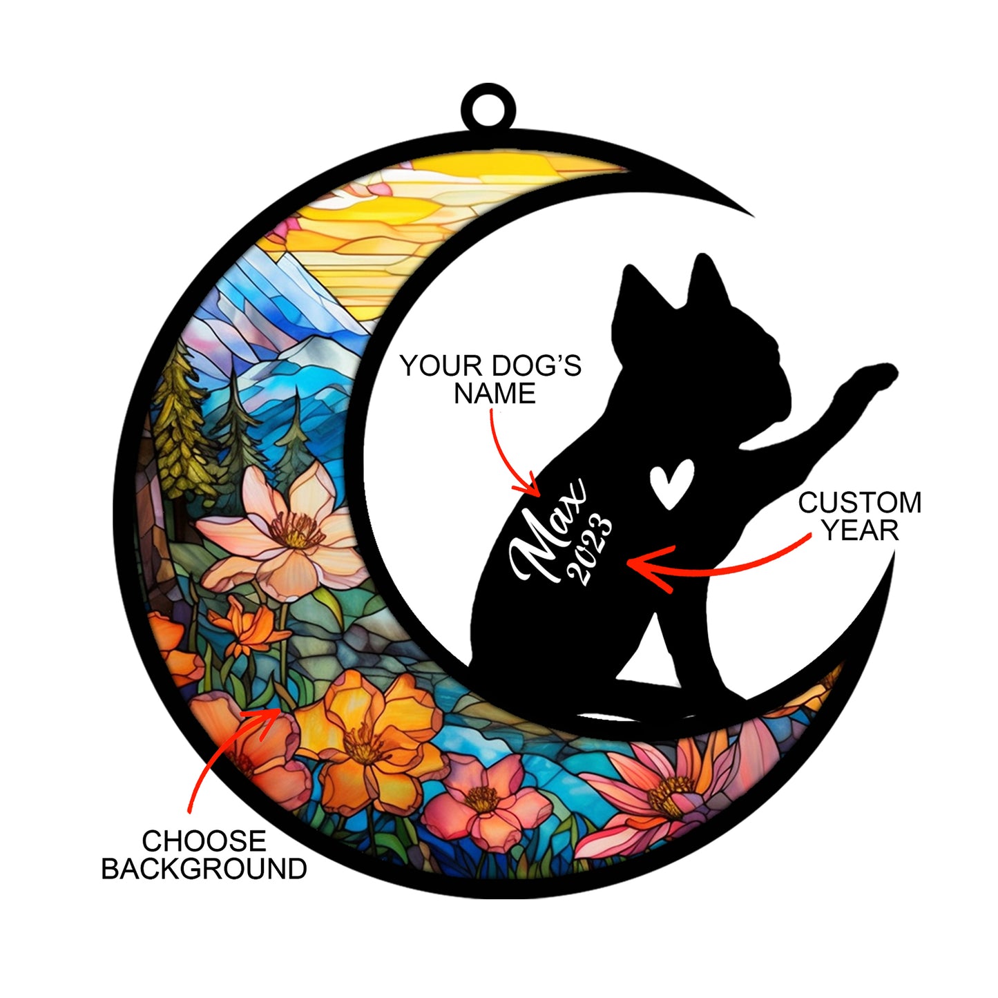 Netecom Personalized Boston Terrier Memorial Suncatcher, Beagle Christmas Ornament with Name Date, Dog Memorial Ornament Loss of Pet Sympathy Gift, Pet Loss Stained Glass