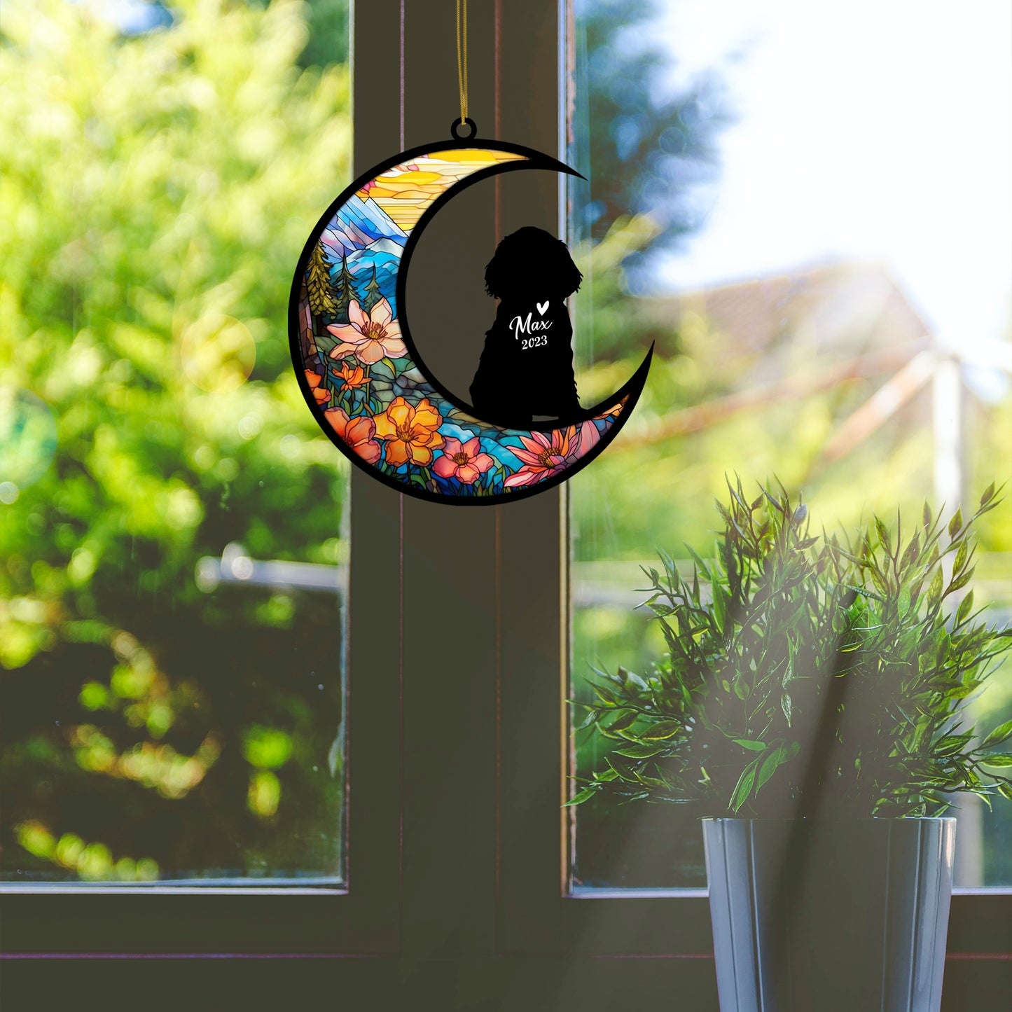 Netecom Personalized Cocker Spaniel Memorial Suncatcher - Dog Loss Sympathy Gift with Name & Date - Cocker Spaniel Christmas Ornament & Pet Bereavement Keepsake