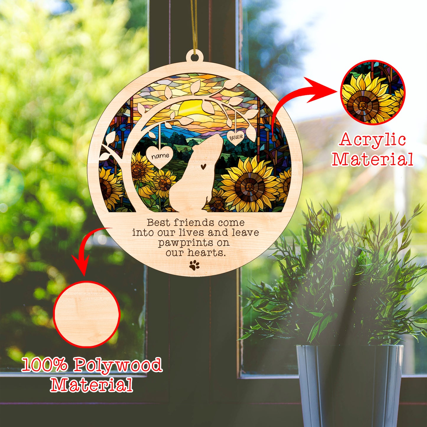 Netecom Personalized Guinea Pig Memorial Suncatcher - Custom Pet Loss Ornament, Guinea Pig Bereavement Gift, Hanging Suncatcher for Car, Window, or Christmas Decoration, Gifts for Guinea Pig Lovers