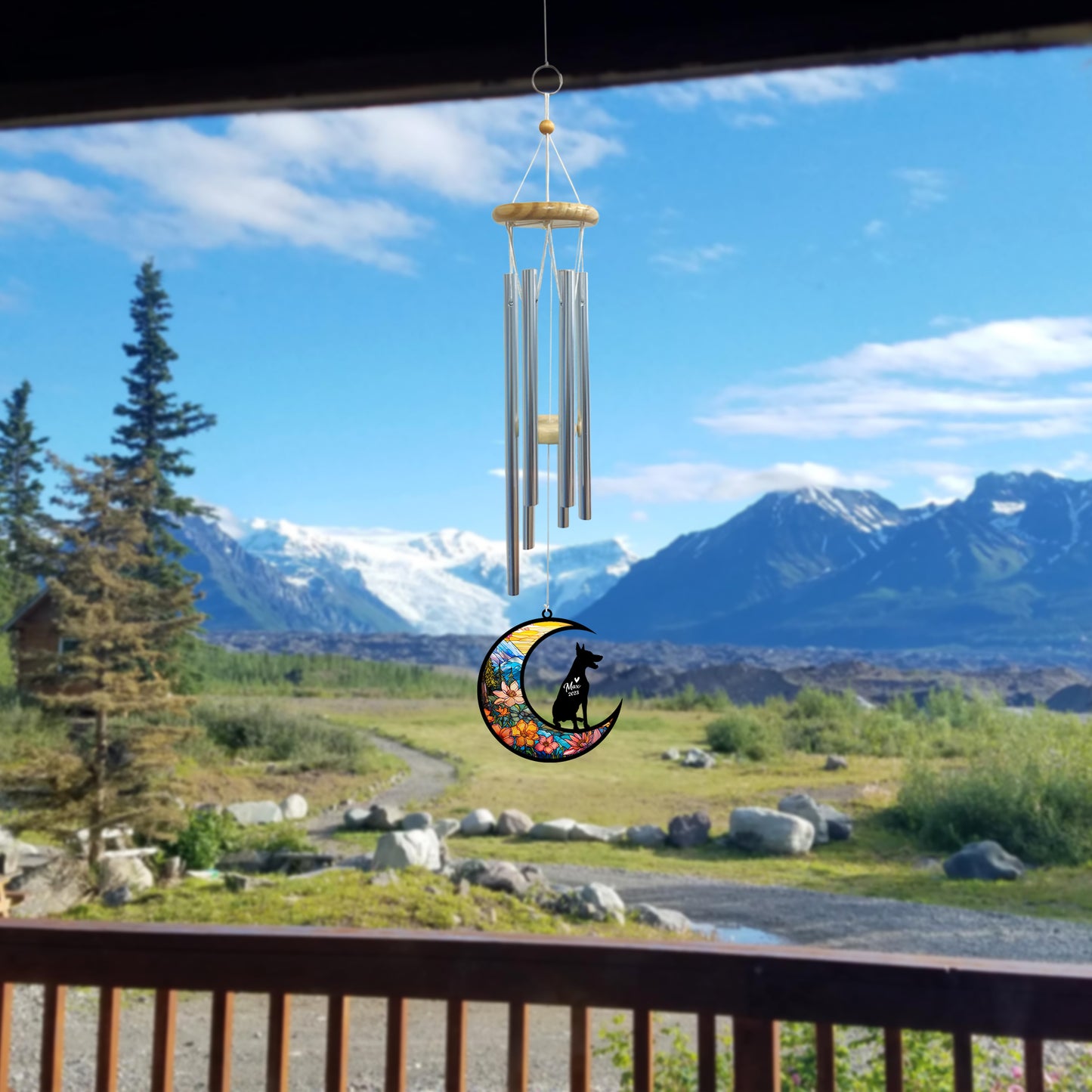Netecom Doberman Dog Wind Chimes Memorial, Personalized Pet Memorial Windchime for Dogs Suncatcher, Dobie Dog Loss Memorial Ornament, Loss of Pet Remembrance Gift, Sympathy Pet Wind Chimes Outdoor Garden