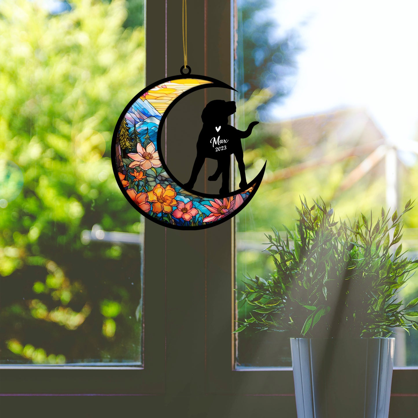 Netecom Personalized Labrador Retriever Memorial Suncatcher - Dog Loss Sympathy Gift with Name & Date - Labrador Retriever Christmas Ornament & Pet Bereavement Keepsake