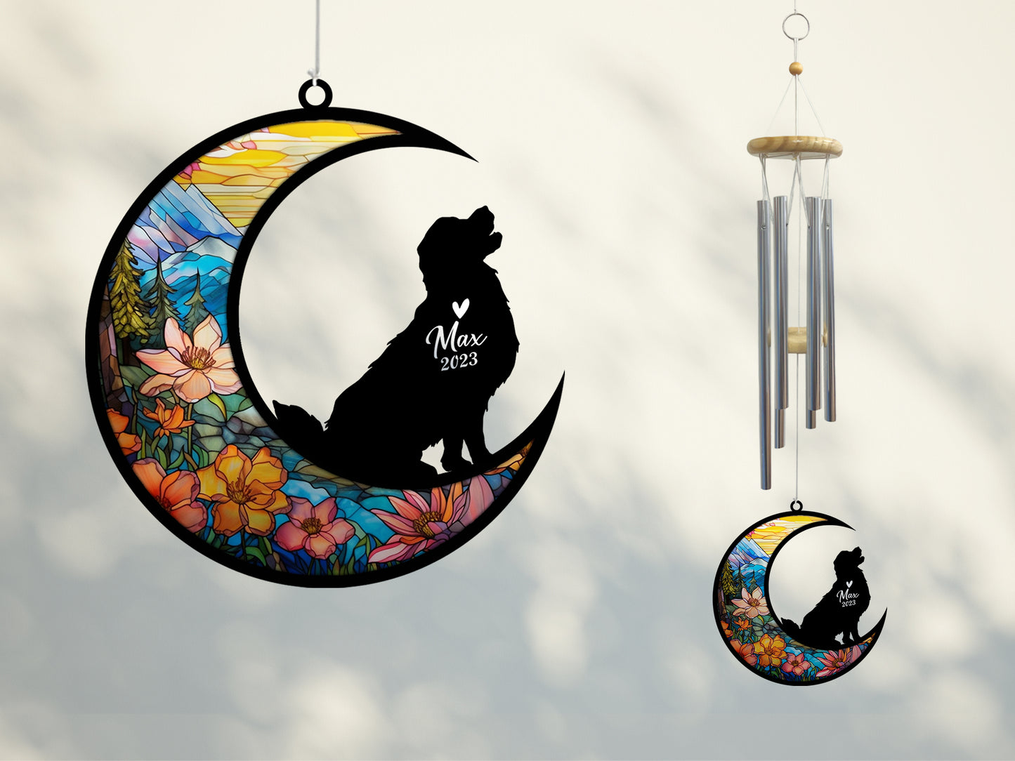 Netecom Golden Retriever Dog Wind Chimes Memorial, Pet Memorial Windchime for Dogs Suncatcher, Dog Loss Memorial Ornament, Loss of Pet Remembrance Gift, Sympathy Pet Wind Chimes Outdoor Garden