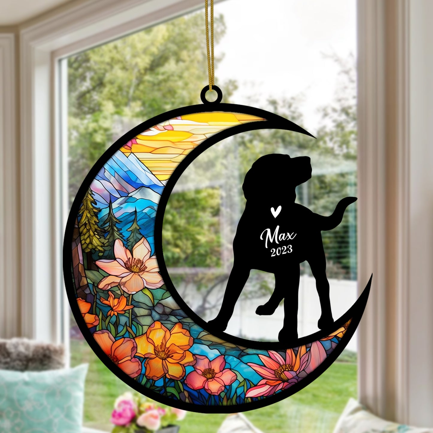 Netecom Personalized Labrador Retriever Memorial Suncatcher - Dog Loss Sympathy Gift with Name & Date - Labrador Retriever Christmas Ornament & Pet Bereavement Keepsake
