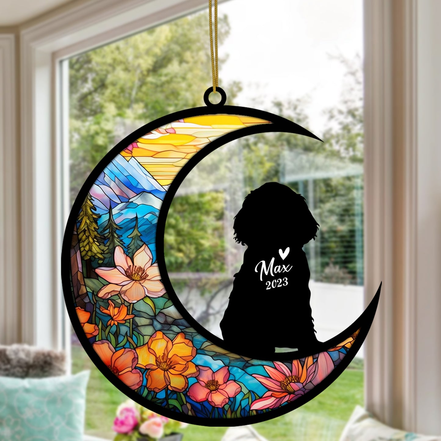 Netecom Personalized Cocker Spaniel Memorial Suncatcher - Dog Loss Sympathy Gift with Name & Date - Cocker Spaniel Christmas Ornament & Pet Bereavement Keepsake