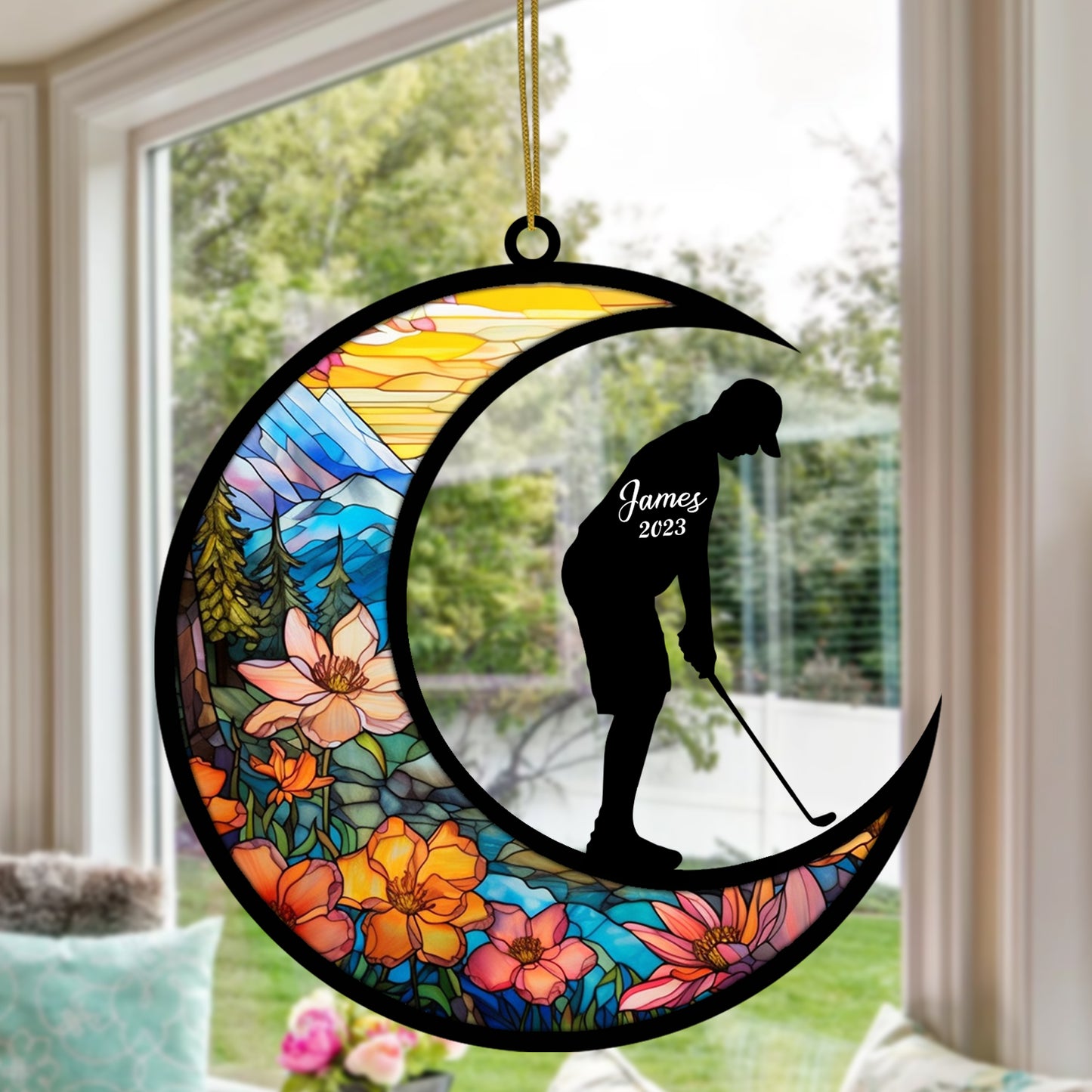 Netecom Personalized Golf Suncatcher - Golf Ornament for Christmas Tree 2025 - Golf Christmas Pendant & Hanging Decoration for Car, Window, Home & Party - Golf Lover Gift