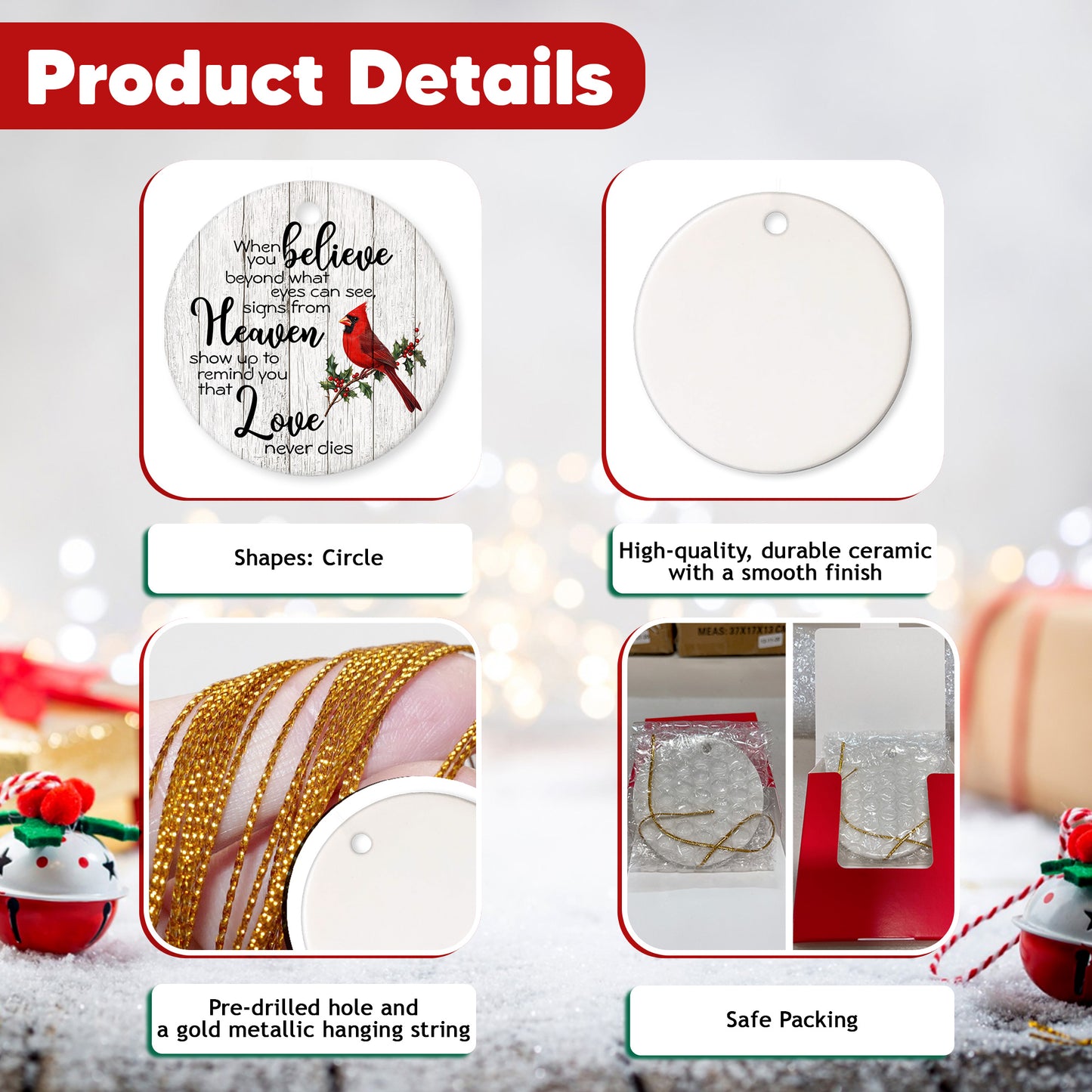 Netecom When You Believe Beyond What Eyes Can See Signs From Heaven Christmas Ornament, Memorial Ornaments for Loss of Loved One, Christmas Bereavement Gifts, Sympathy Xmas Decorations