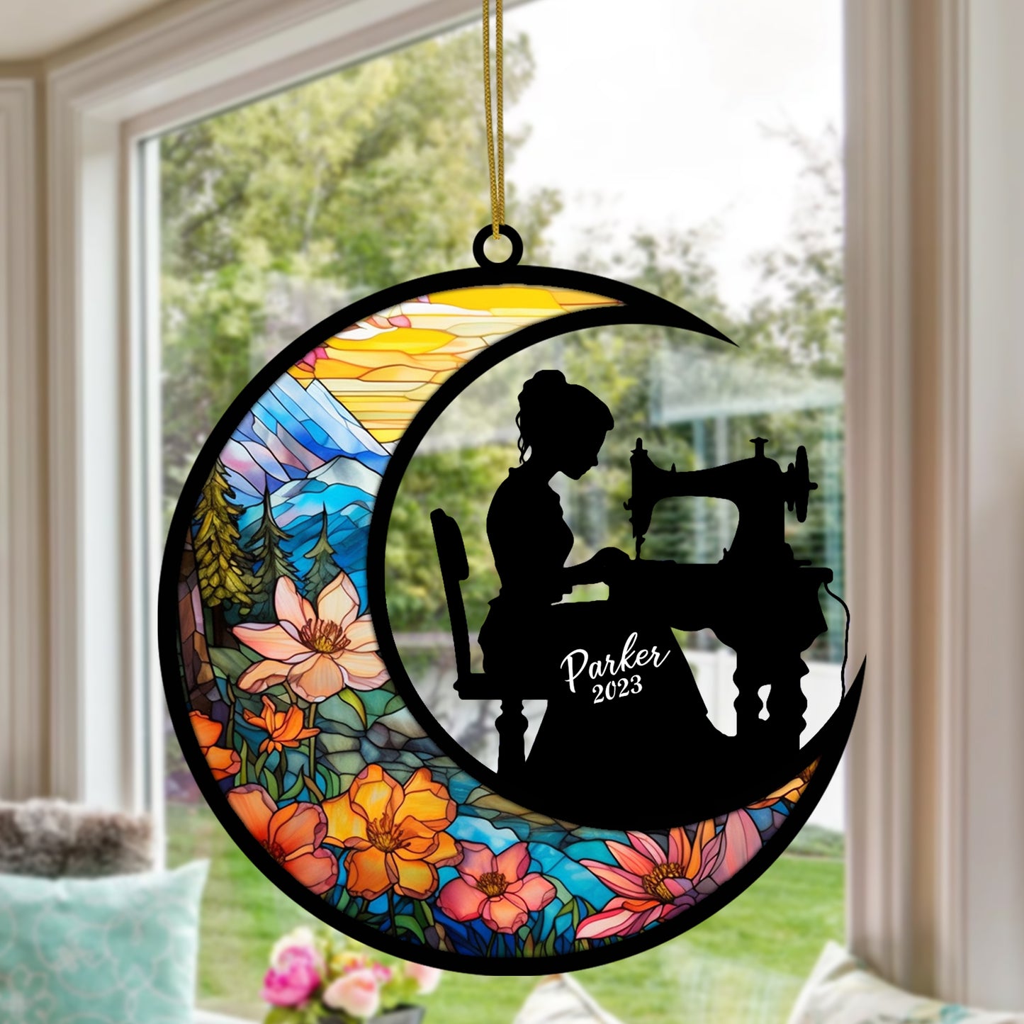 Netecom Personalized Quilting Suncatcher - Custom Sewing & Quilting Lover Christmas Ornament 2025 - Funny Seamstress Gift for Women, Grandma, or Friends - Great Gift for Quilters