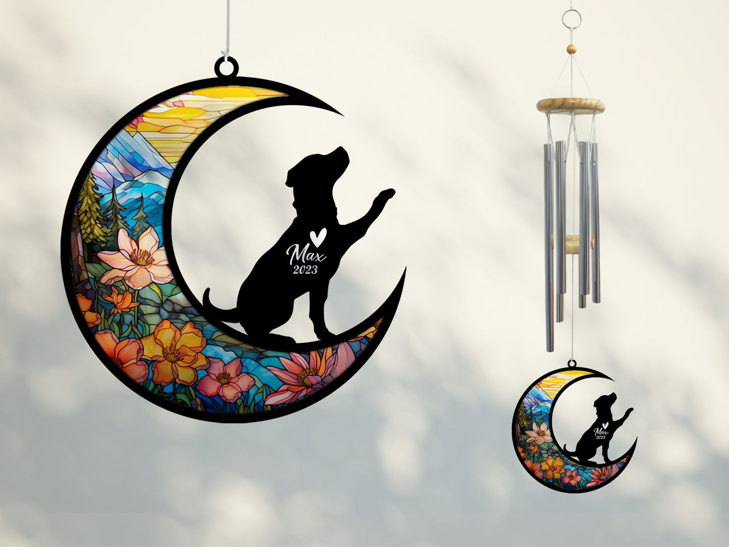 Netecom Rottweiler Dog Wind Chimes Memorial, Personalized Pet Memorial Windchime for Dogs Suncatcher, Dog Loss Memorial Ornament, Loss of Pet Remembrance Gift, Sympathy Pet Wind Chimes Outdoor Garden