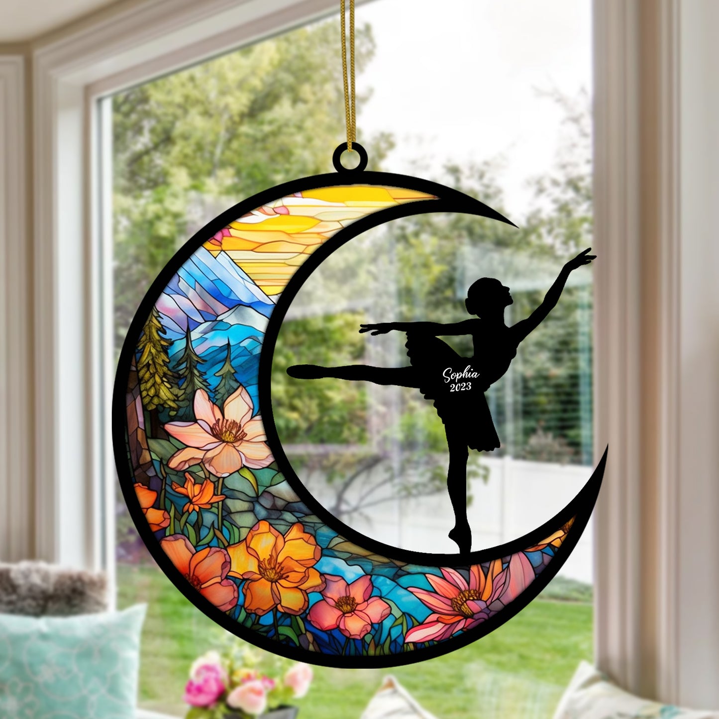 Netecom Personalized Ballet Girl Suncatcher Ornament - Ballet Dancer Christmas Pendant & Xmas Party Decor - Ballet Gift for Daughter, Girlfriend, Wife, or Women - Birthday Gift for Ballet Lovers