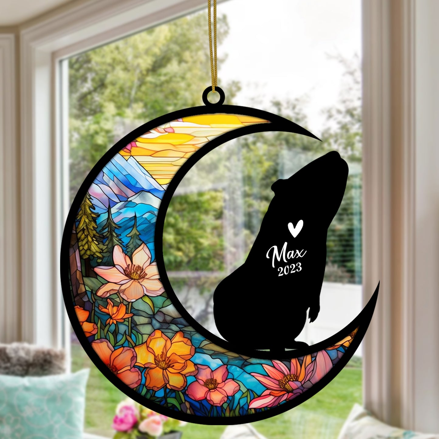 Netecom Personalized Penguin Memorial Suncatcher, Pet Loss Suncatcher, Bereavement Penguin Loss Gift, Custom Penguin with Name Date, Gifts for Penguin Lovers, Hanging Ornaments for Car, Window
