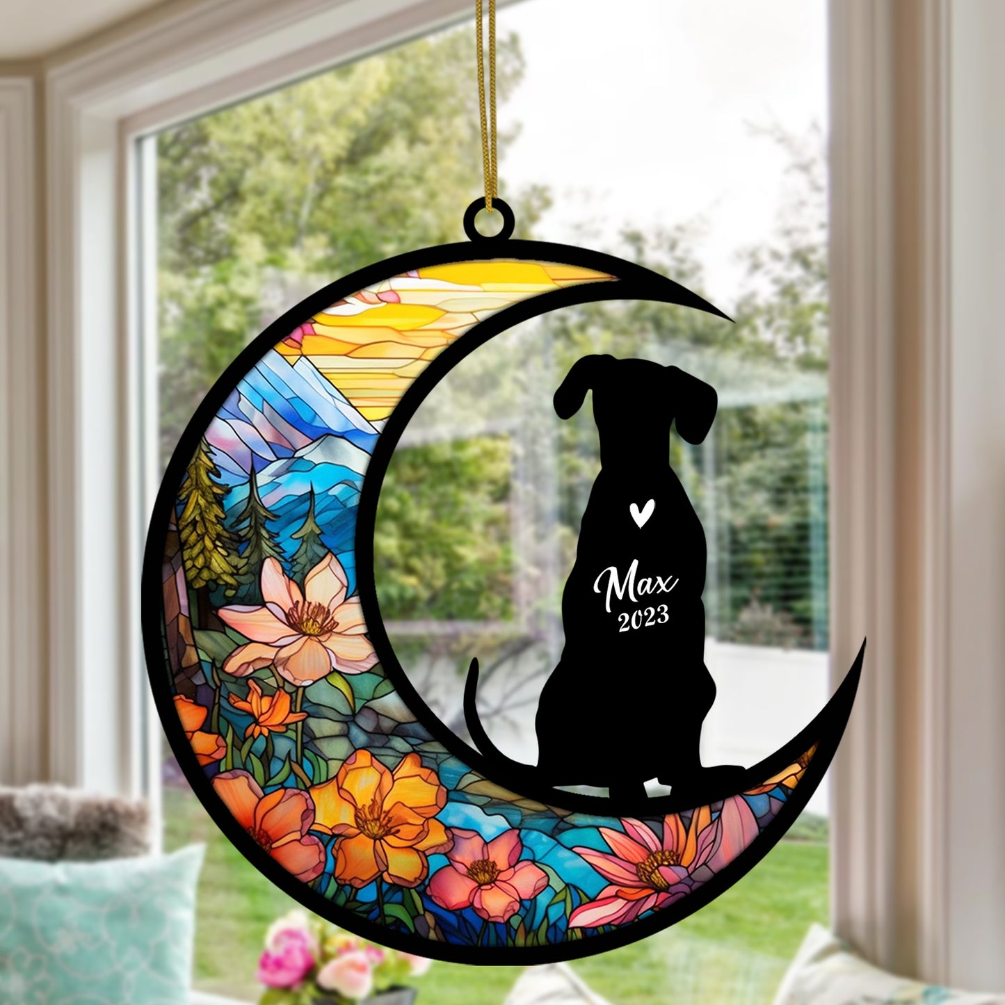 Netecom Personalized Dalmatian Memorial Suncatcher - Dog Loss Sympathy Gift with Name & Date - Dalmatian Christmas Ornament & Pet Bereavement Keepsake