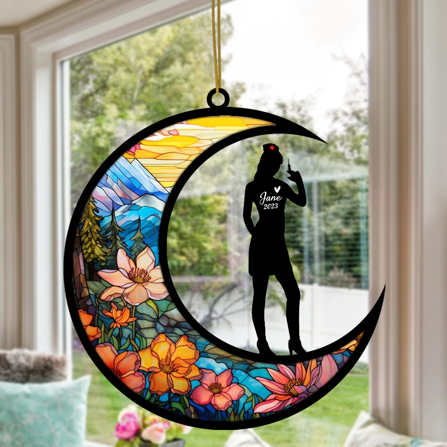 Netecom Personalized Nurse Memorial Suncatcher - Memorial & Sympathy Gift for Loss of Mom, Grandma - Nurse Appreciation Gifts, Nursing Graduation & Retirement Keepsake Ornament