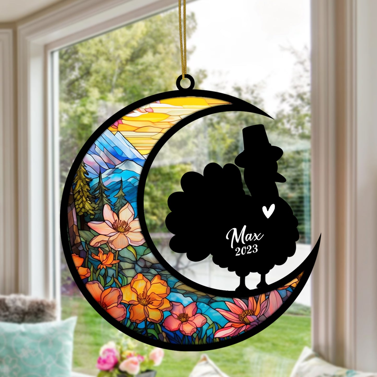 Netecom Personalized Turkey Suncatcher, Pet Memorial Gift for Chicken, Turkey Lover Gift for Thanksgiving Day, Bereavement Chicken Loss Gift with Name, Turkey Lover Gift