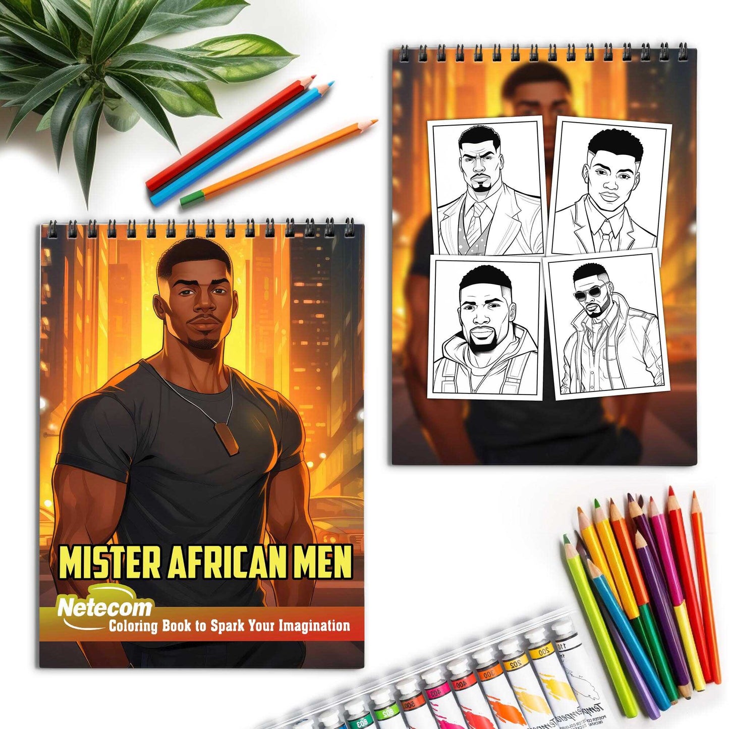 Mister African Men Spiral Bound Coloring Book, Celebrate Cultural Heritage with 30 Captivating Coloring Pages, Offering a Chic and Artistic Coloring Experience