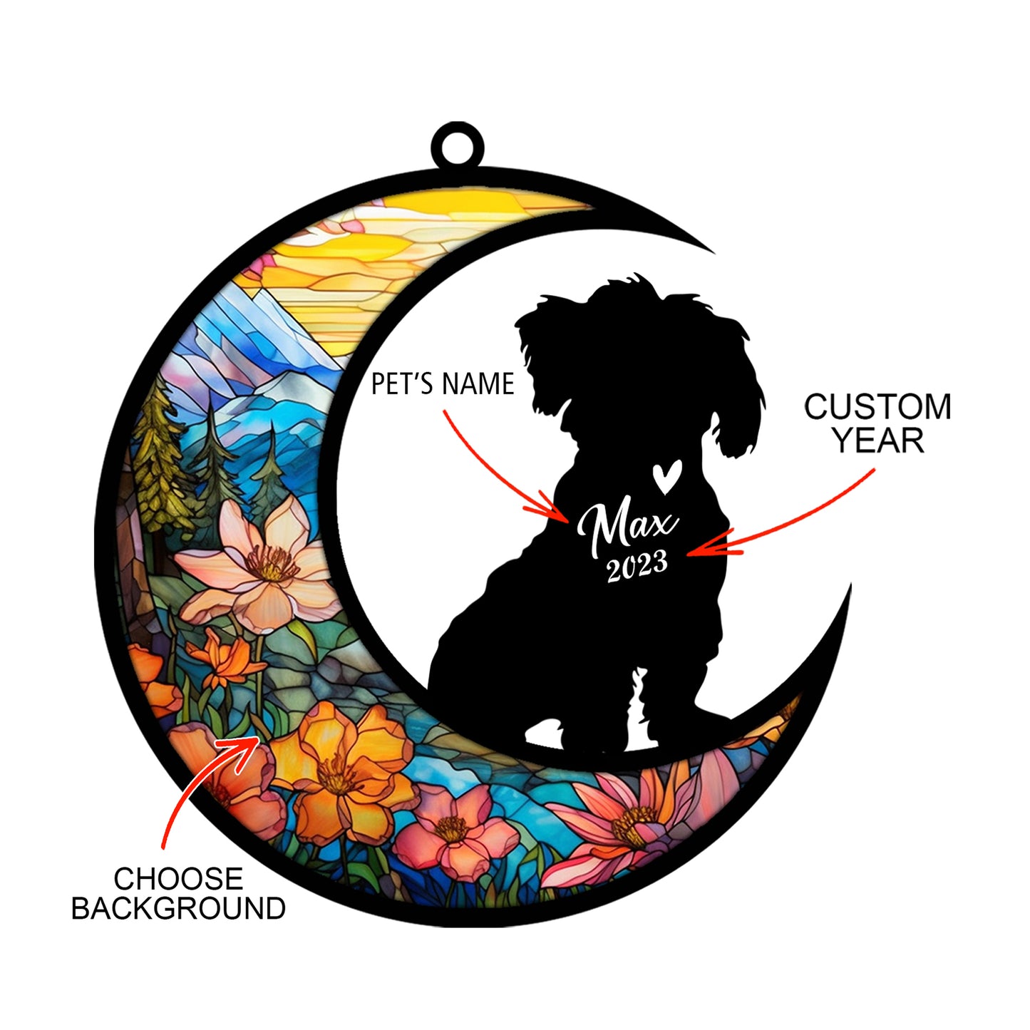 Netecom Personalized Maltese Memorial Suncatcher - Beagle Christmas Ornament with Name & Date - Dog Memorial Ornament - Pet Loss Sympathy Gift - Stained Glass Light Catcher