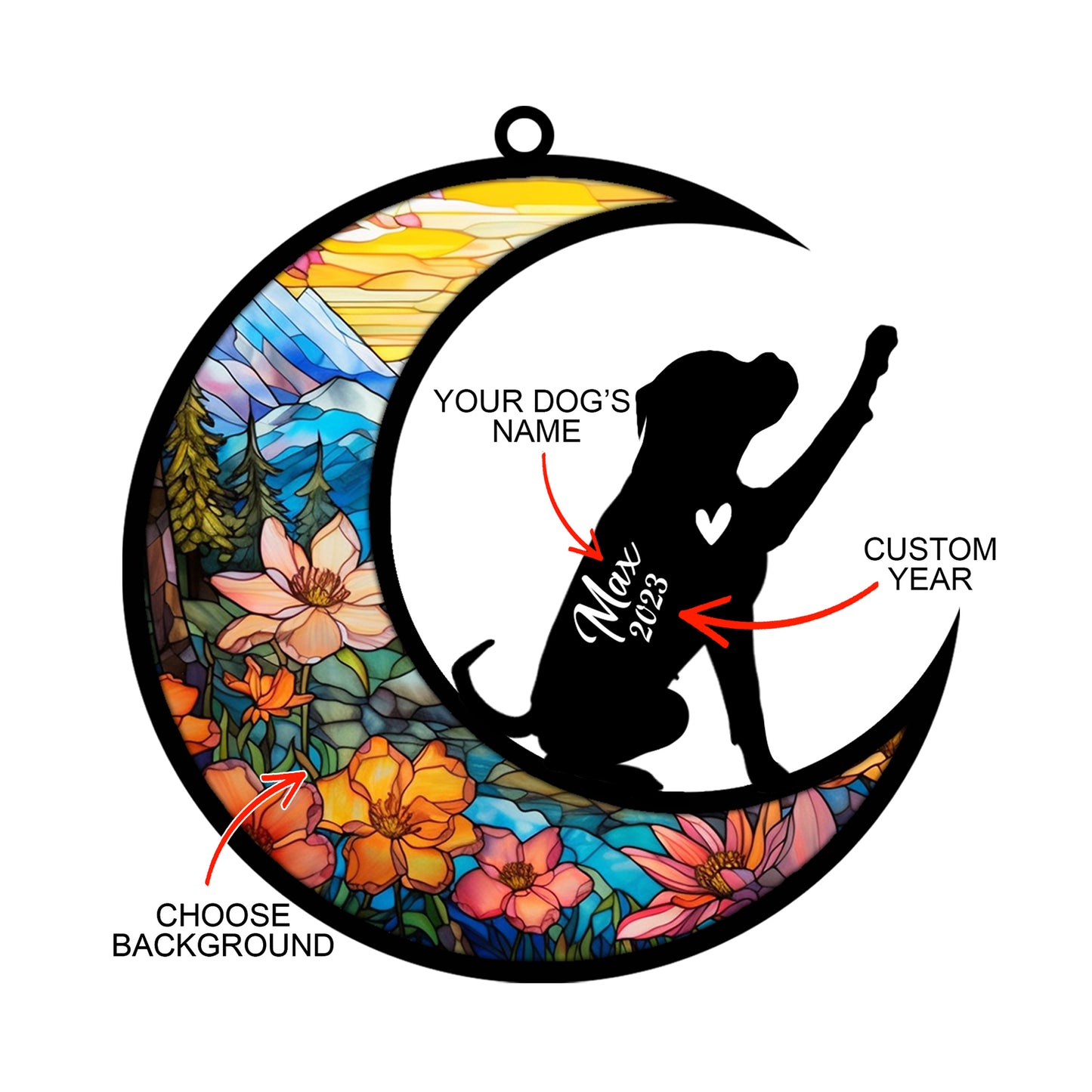 Netecom Personalized Boxer Memorial Suncatcher, Beagle Christmas Ornament with Name Date, Dog Memorial Ornament Loss of Pet Sympathy Gift, Pet Loss Stained Glass