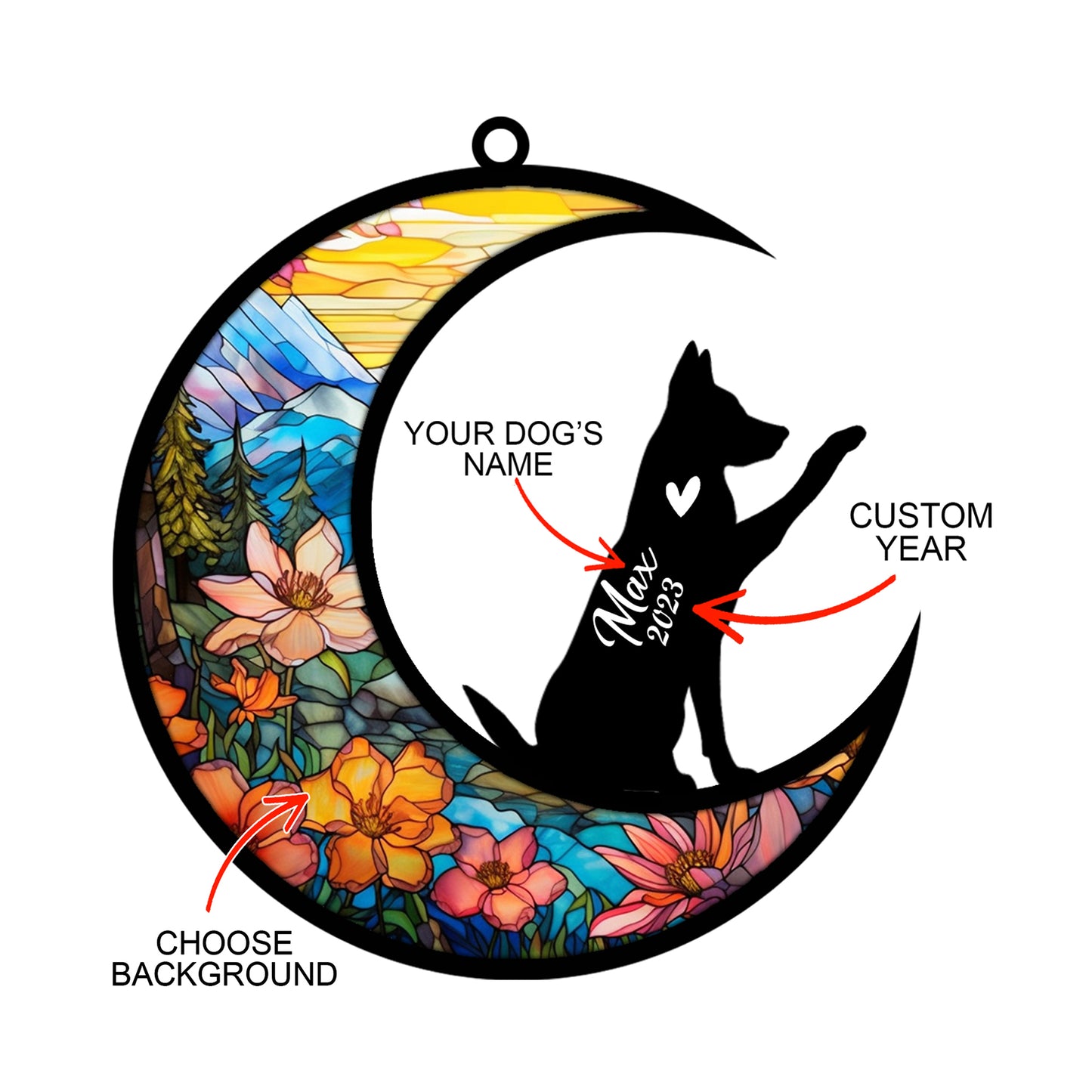 Netecom Personalized German Shepherd Memorial Suncatcher, Beagle Christmas Ornament with Name Date, Dog Memorial Ornament Loss of Pet Sympathy Gift, Pet Loss Stained Glass