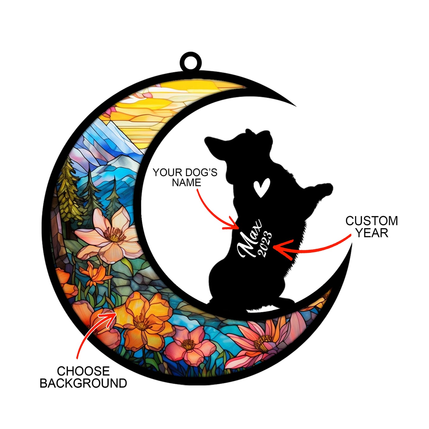 Netecom Personalized Corgi Memorial Suncatcher, Beagle Christmas Ornament with Name Date, Dog Memorial Ornament Loss of Pet Sympathy Gift, Pet Loss Stained Glass