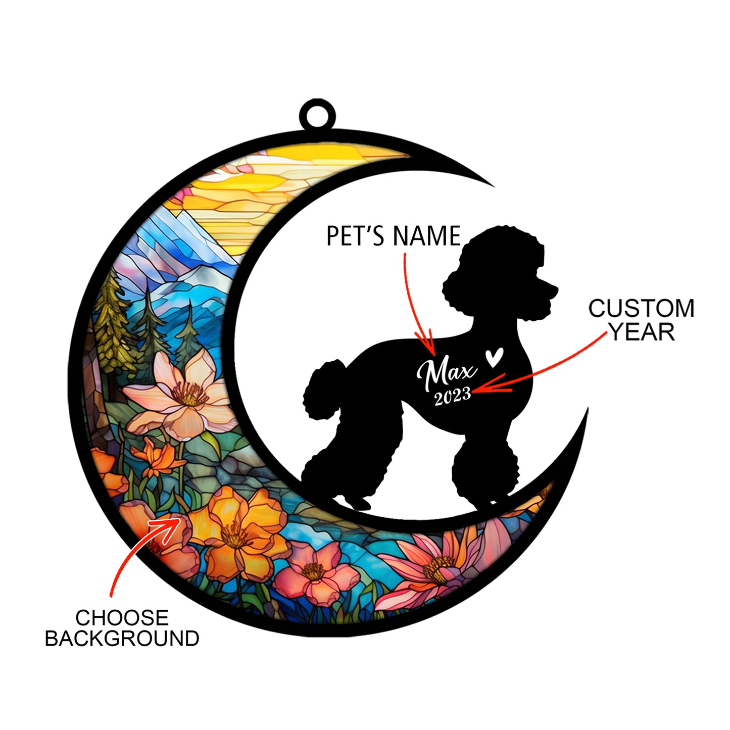 Netecom Personalized Poodle Memorial Suncatcher - Dog Loss Sympathy Gift with Name & Date - Poodle Christmas Ornament & Pet Bereavement Keepsake