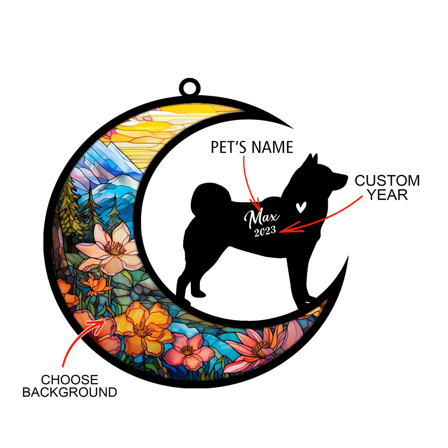 Netecom Personalized Akita Memorial Suncatcher - Dog Loss Sympathy Gift with Name & Date - Akita Christmas Ornament & Pet Bereavement Keepsake
