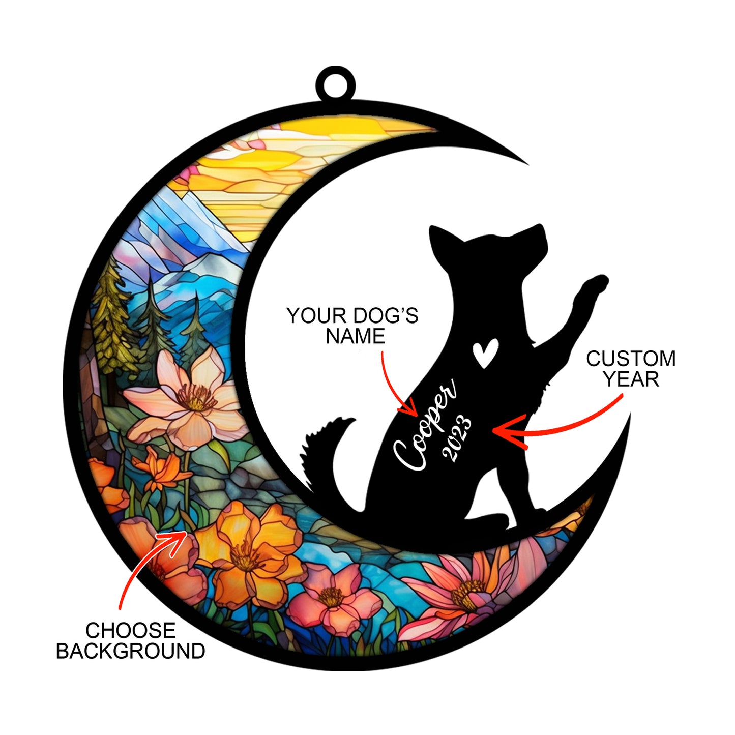 Netecom Personalized Husky Memorial Suncatcher, Beagle Christmas Ornament with Name Date, Dog Memorial Ornament Loss of Pet Sympathy Gift, Pet Loss Stained Glass